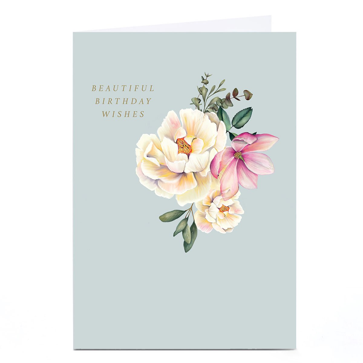 Personalised Birthday Card - Beautiful Birthday Wishes Grey Floral