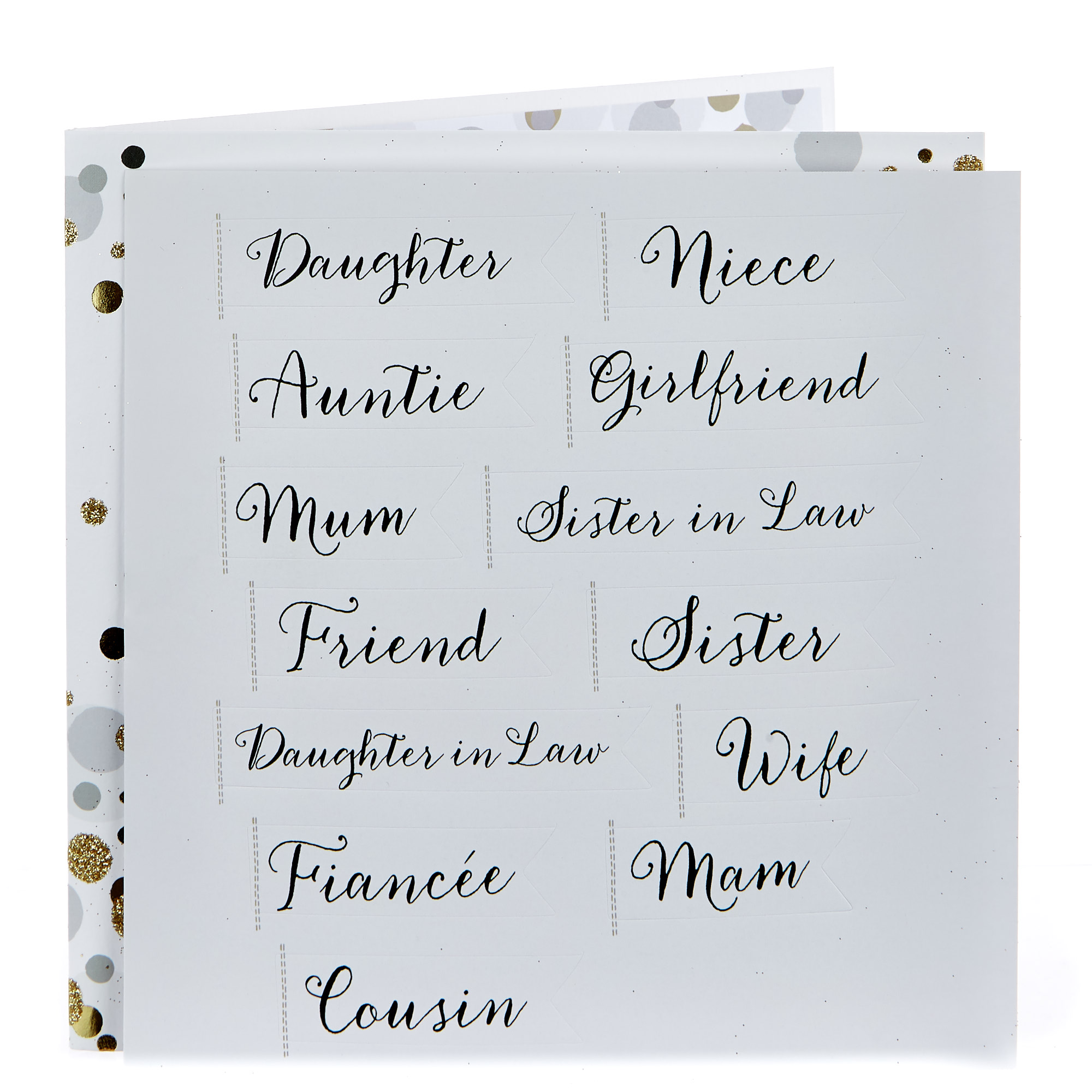 Exquisite Collection 50th Birthday Card - Female Relation Stickers