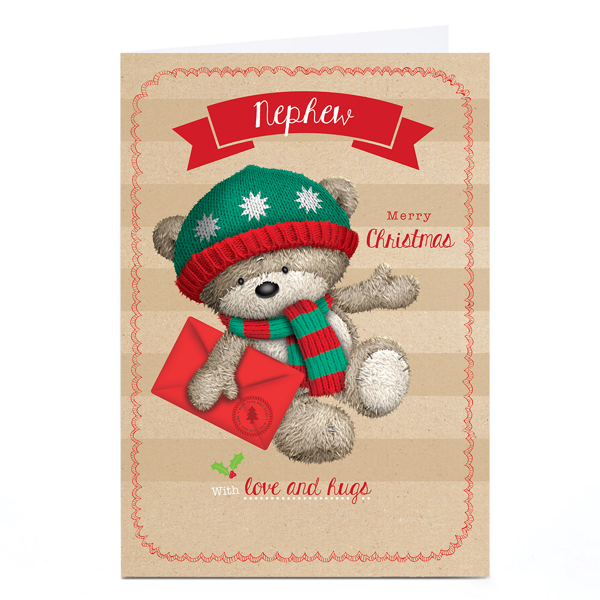 Personalised Christmas Card - HUGS - Nephew