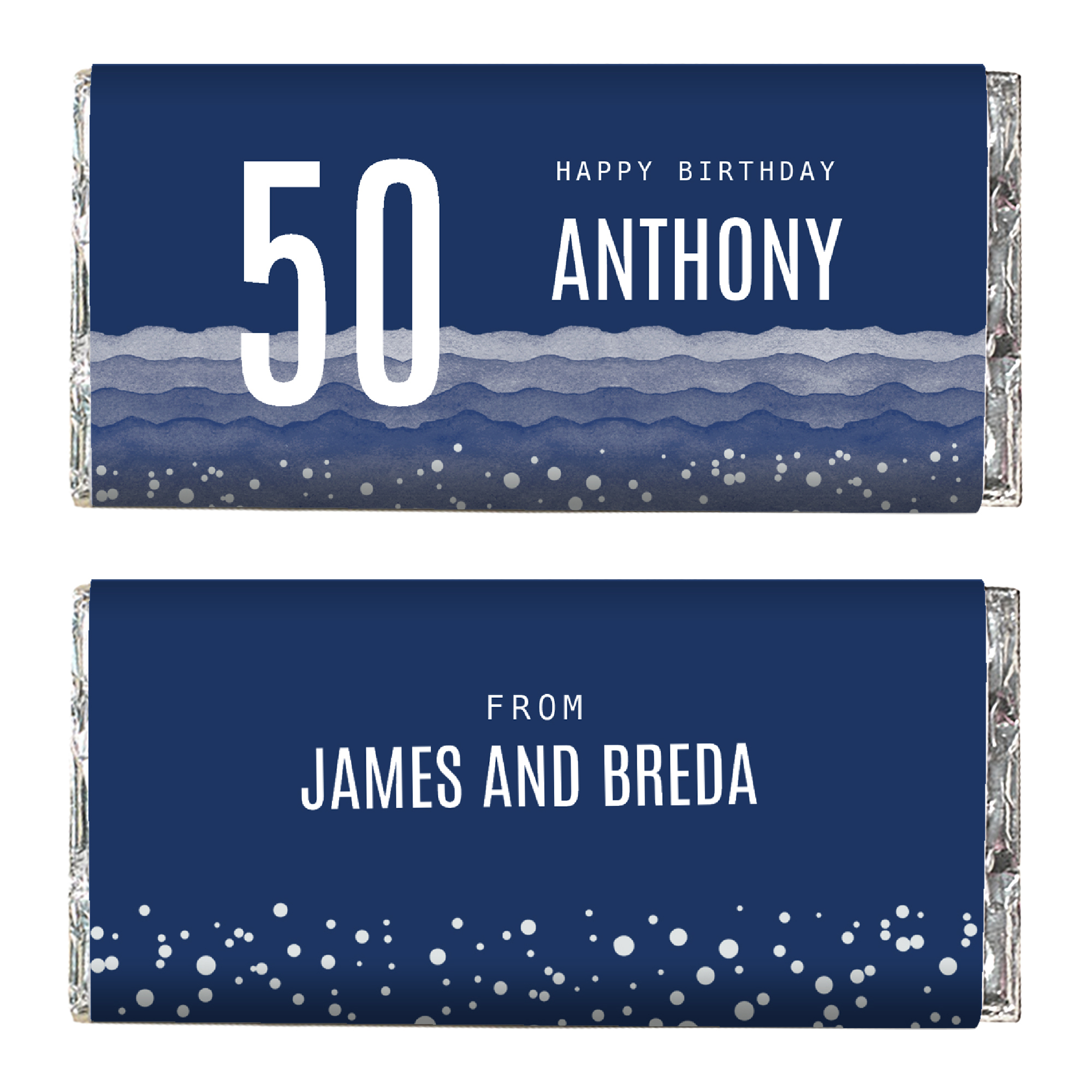 Personalised Birthday Chocolate Bar - Blue Gradient, Editable Age & Recipient