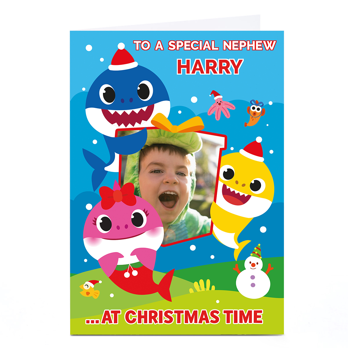 Photo Baby Shark Christmas Card - Nephew