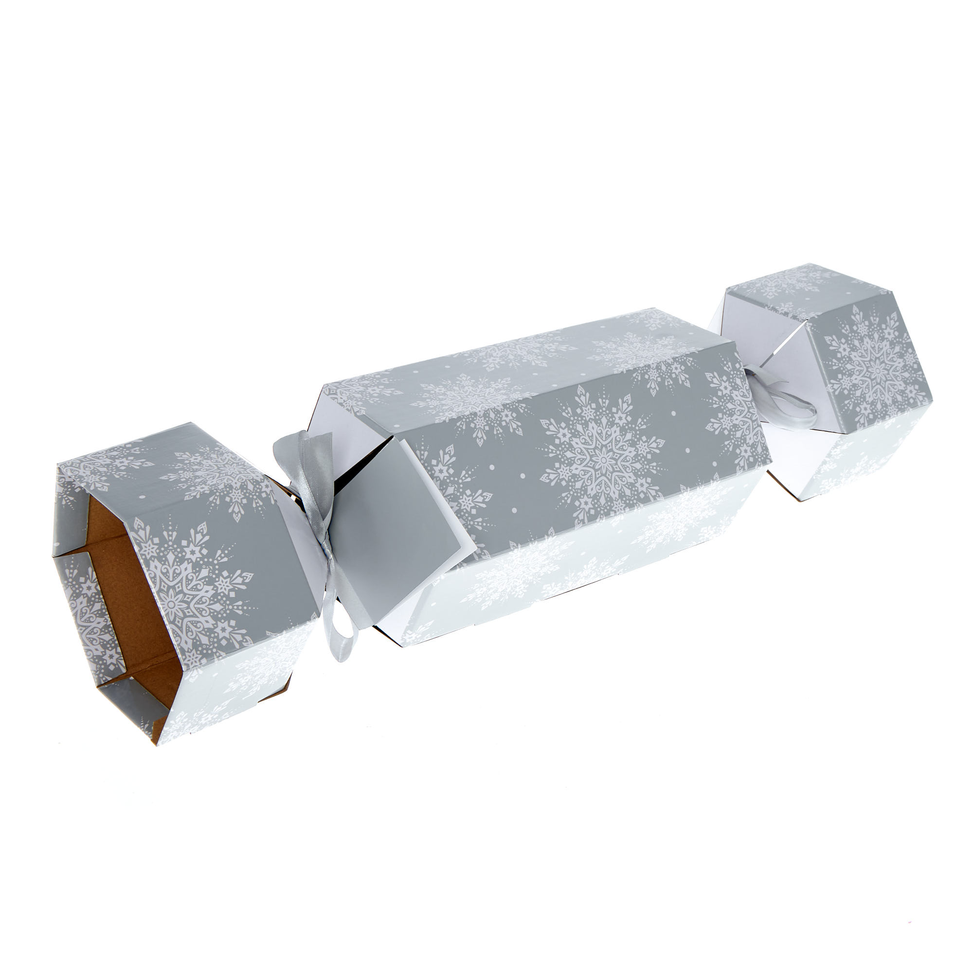 Silver & White Snowflakes Christmas Cracker Gift Box
