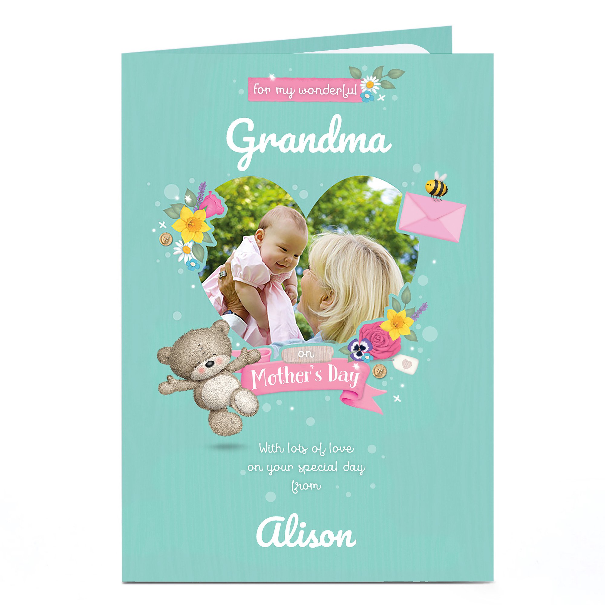 Photo Upload Mother's Day Card - Floral Heart