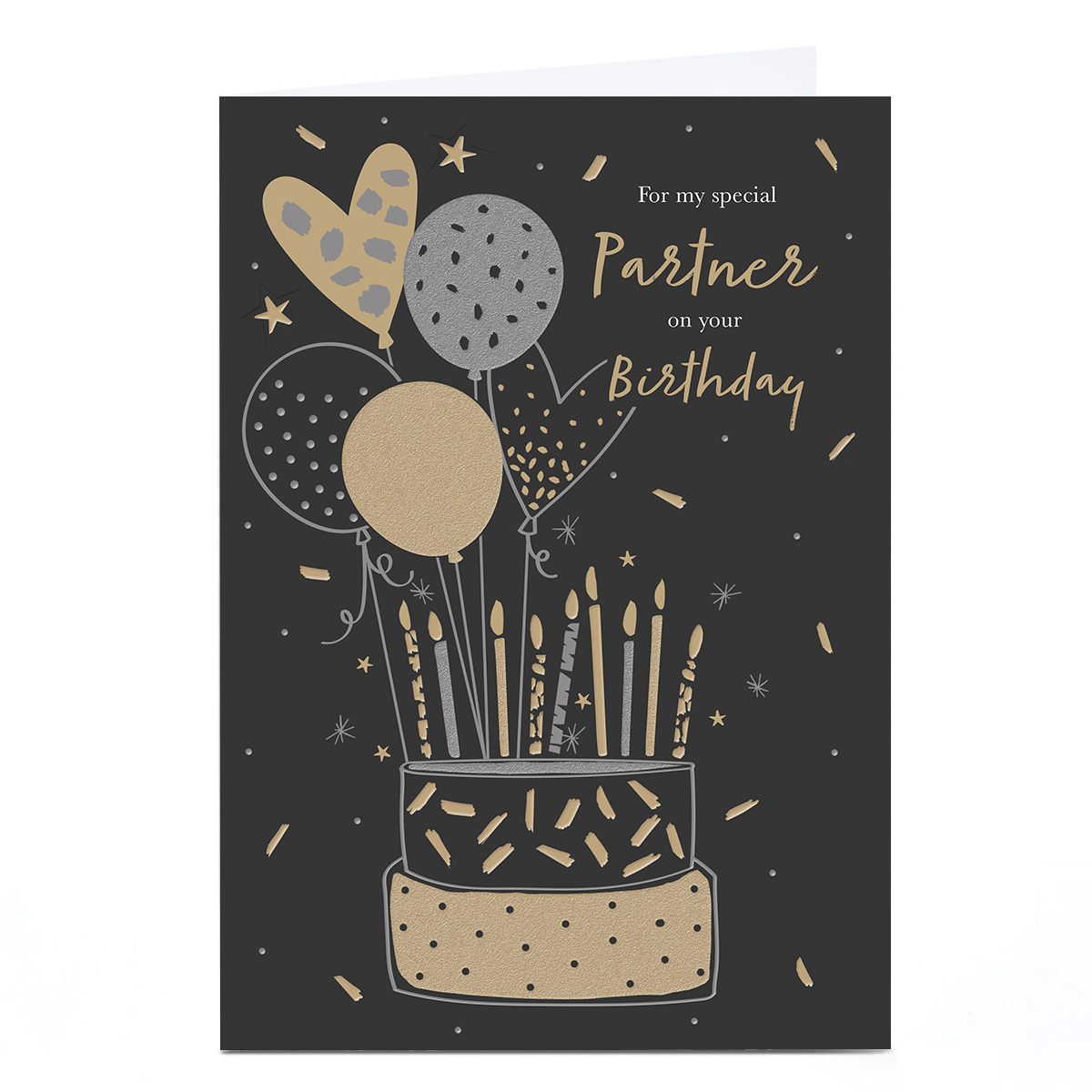 Birthday Card - Black and Gold Cake, Partner