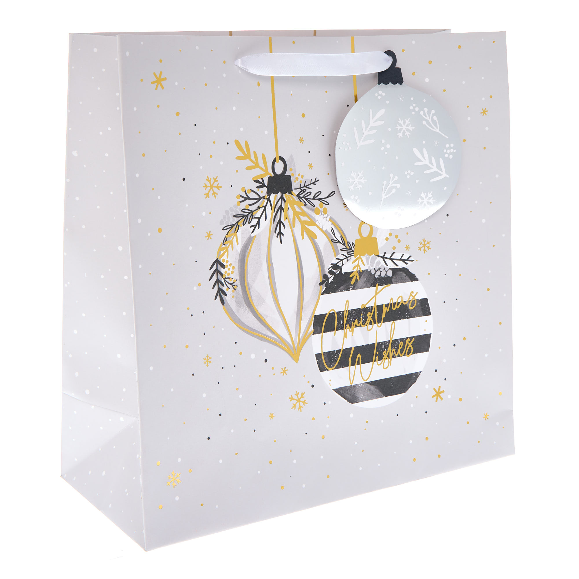 Image of Striped Baubles Large Square Christmas Gift Bag