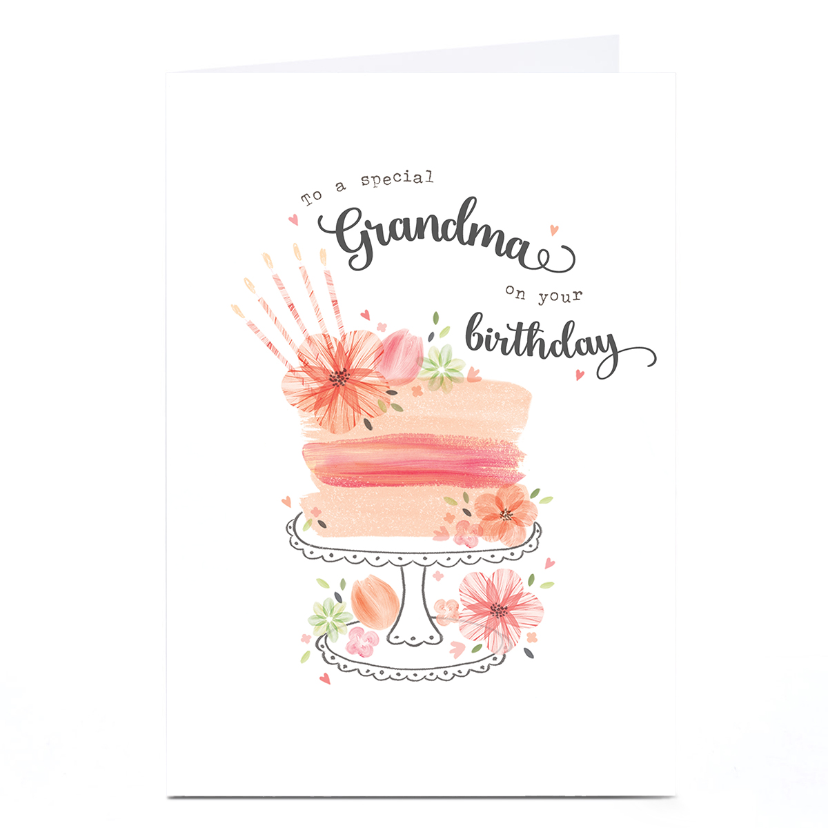 Birthday Card - Peach Tiered Cake, Grandma