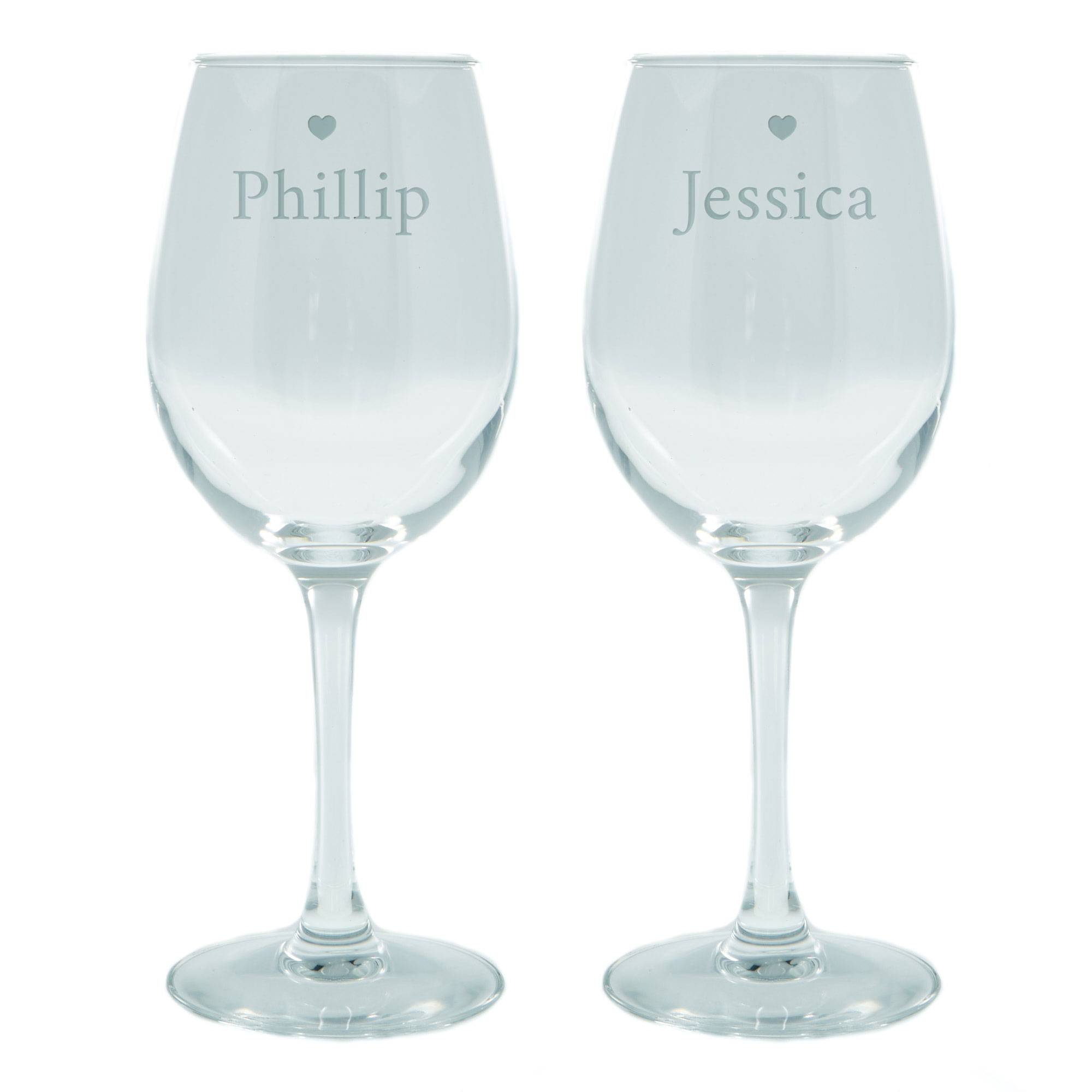 Personalised Engraved Wine Glasses|Glassware Set - His and Hers Hearts