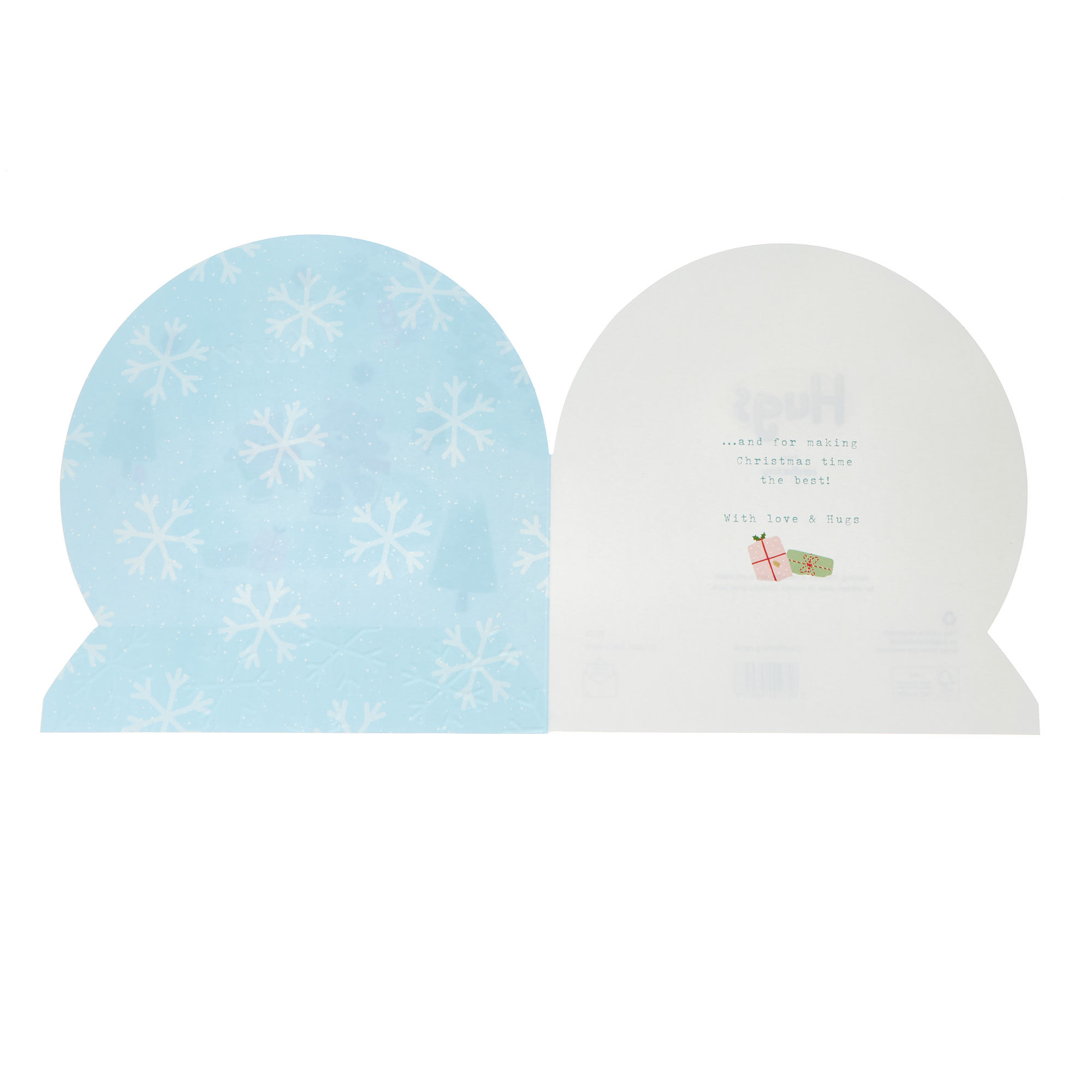 Mum Snowglobe Hugs Bears Skating Christmas Card