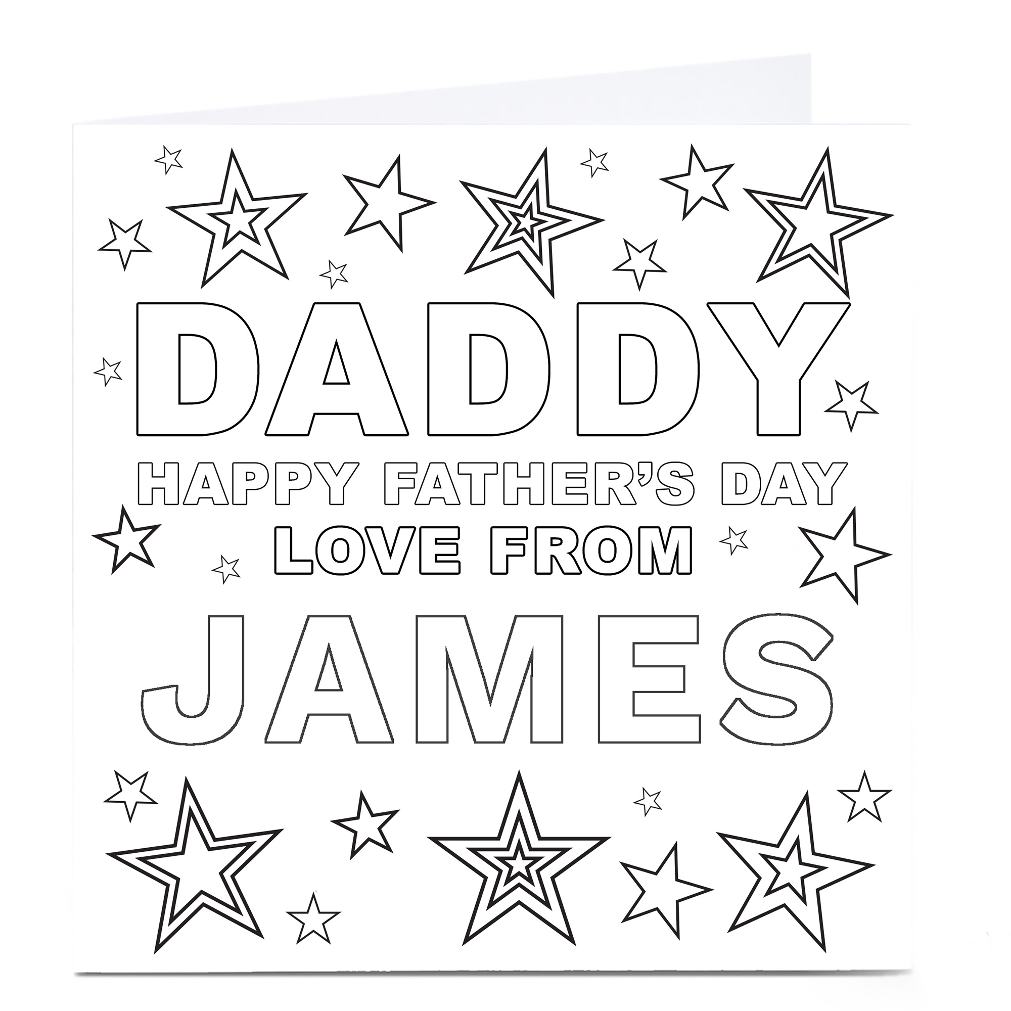 Personalised Father's Day Card - Daddy, Colouring In Card