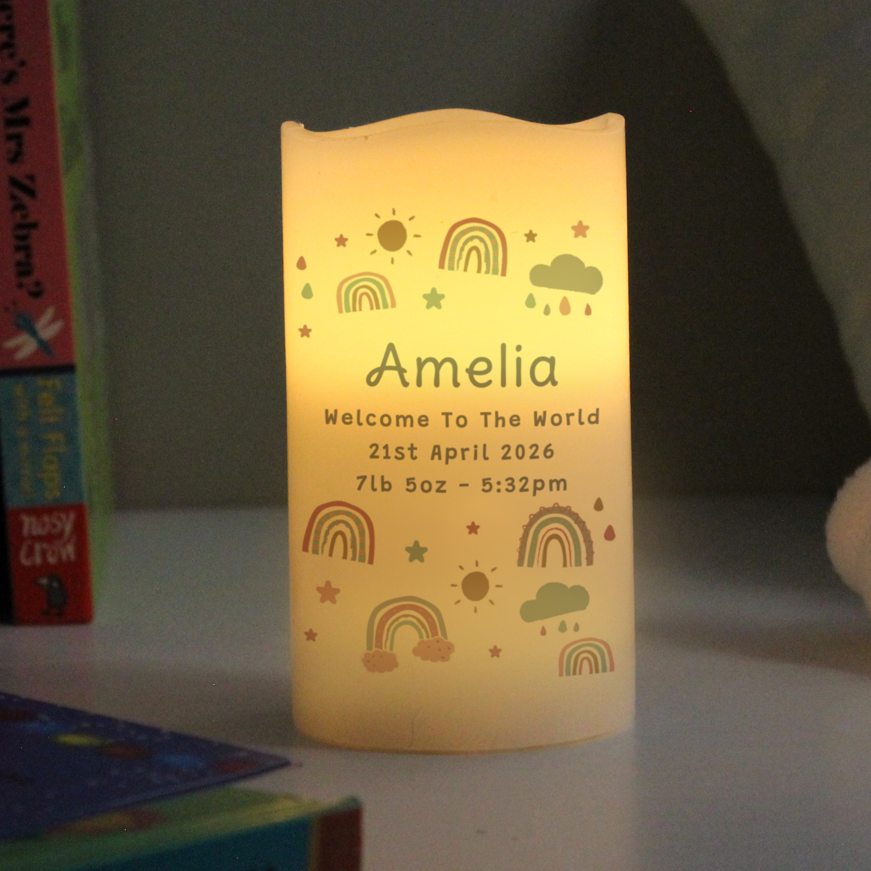Personalised Rainbow Night Light LED Candle