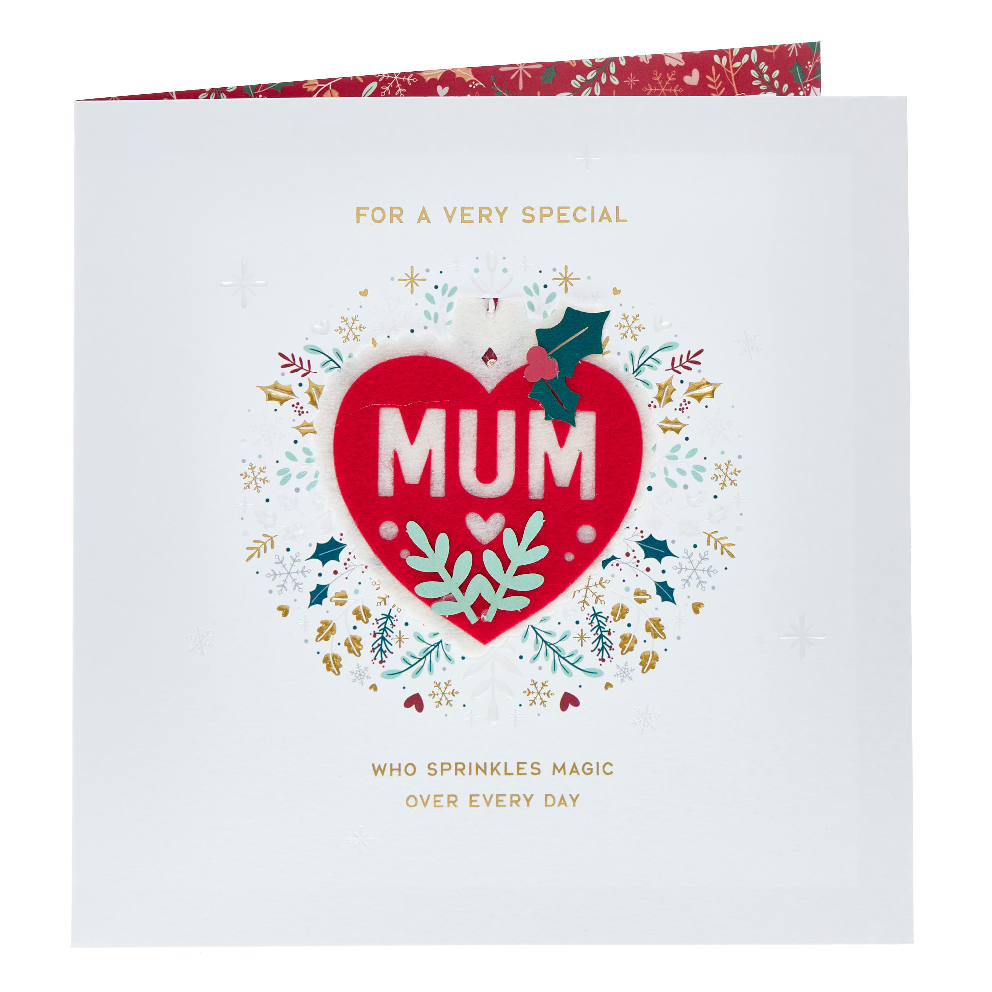 Mum Felt Heart Christmas Card