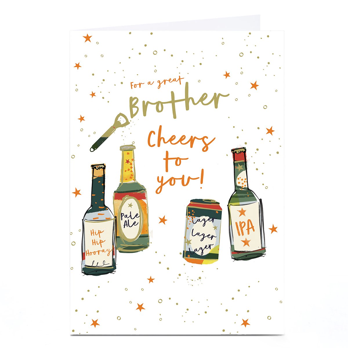 Personalised Birthday Card - Cheers to You Beers and Ale, Brother