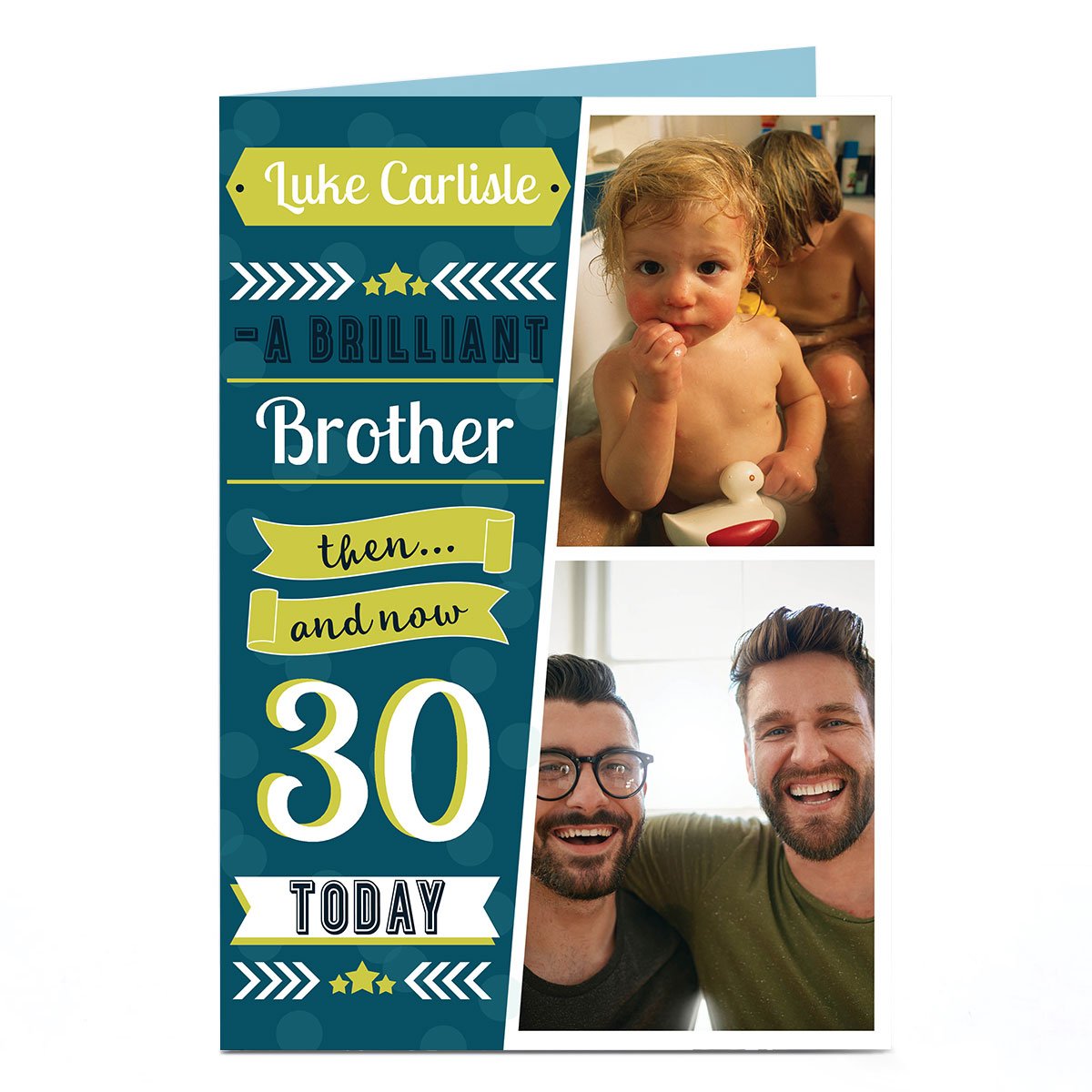 Photo Birthday Card - Then & Now, Editable Relation & Age