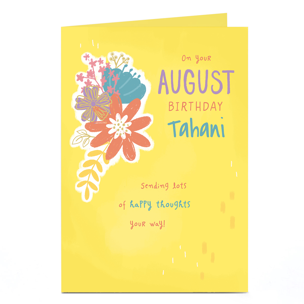 Personalised Birthday Card - August Happy Thoughts