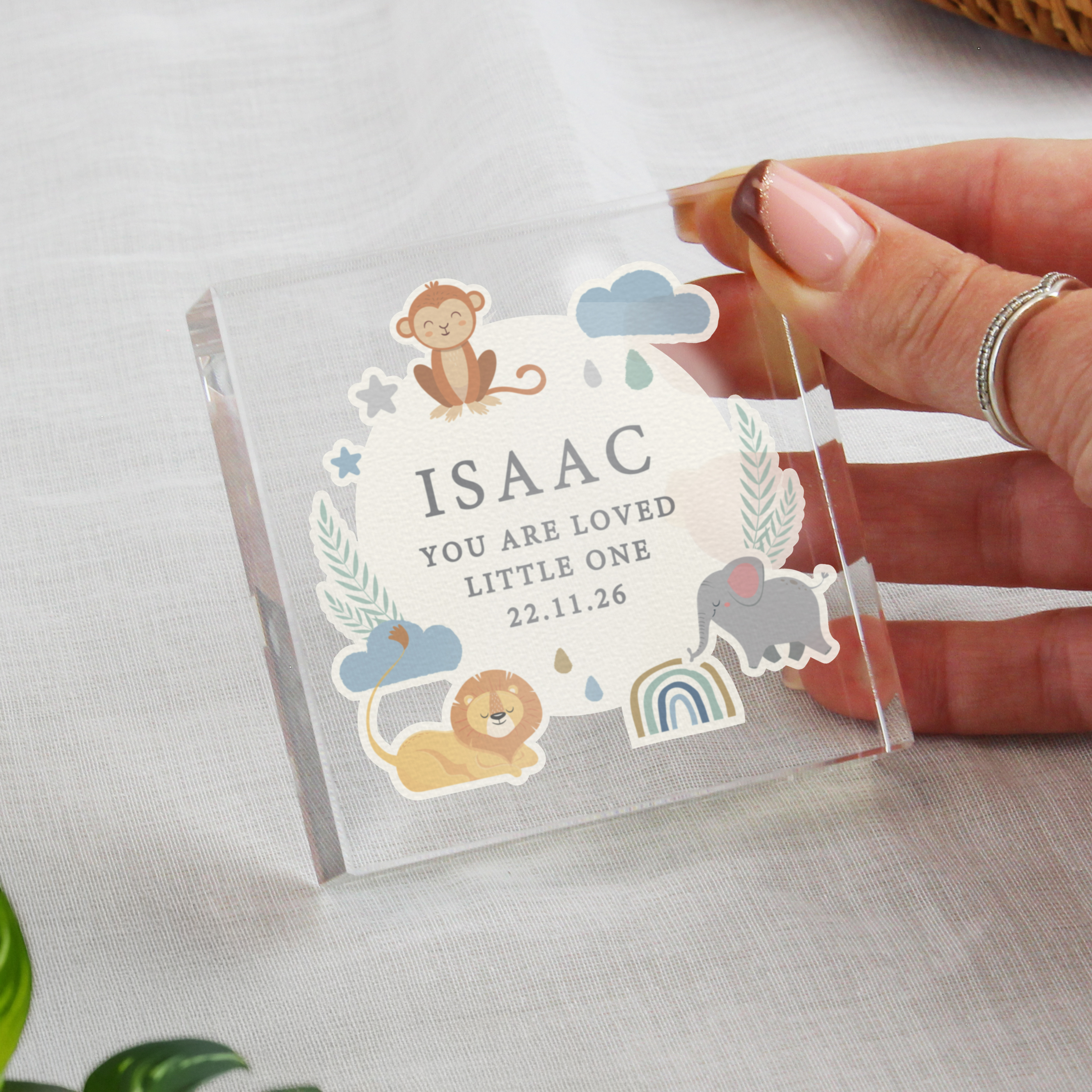 Personalised Safari Animals Crystal Token