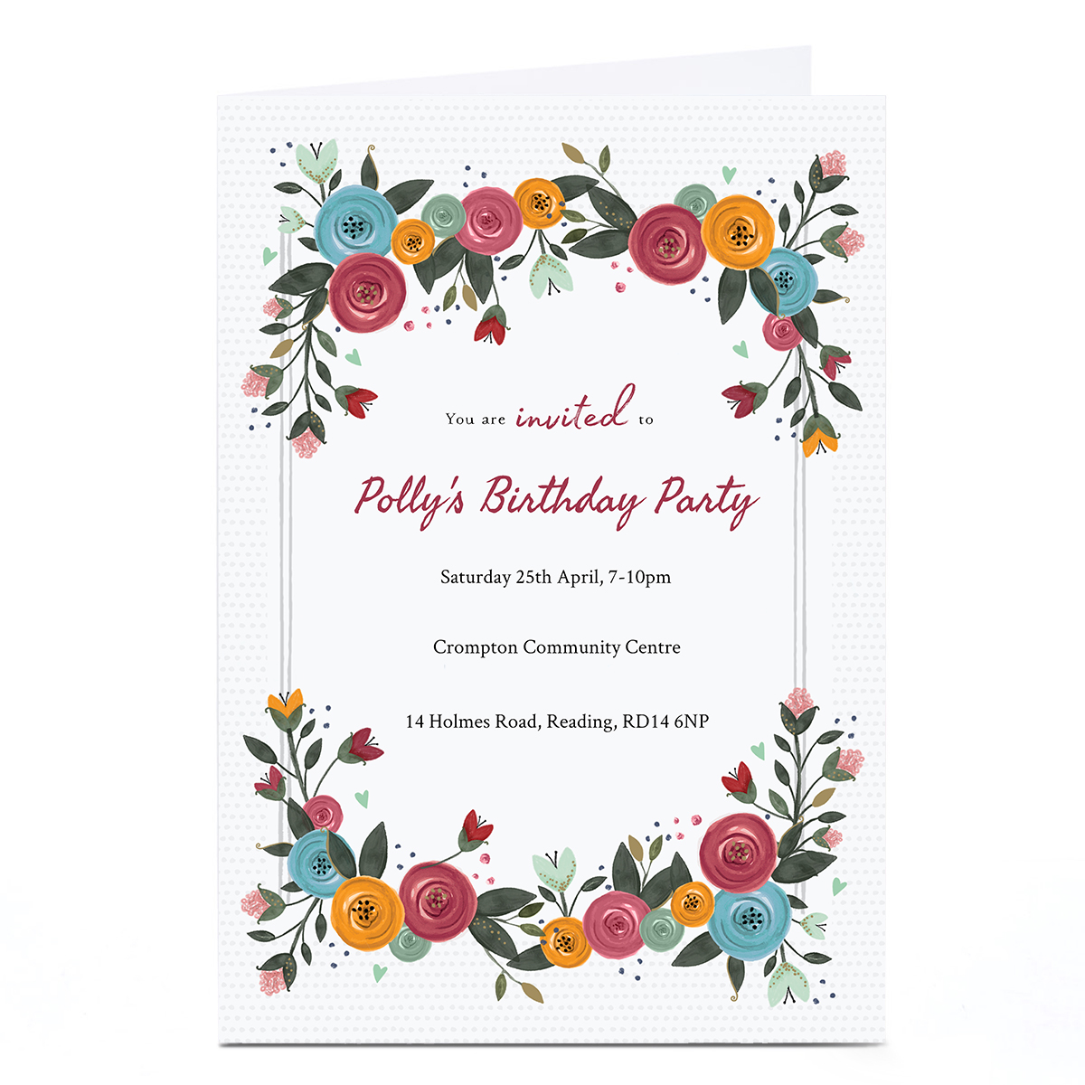 Personalised Birthday Invitation Card - Floral