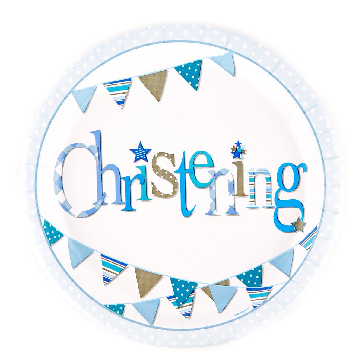 Blue Christening Party Tableware & Decoration Bundle - 16 Guests