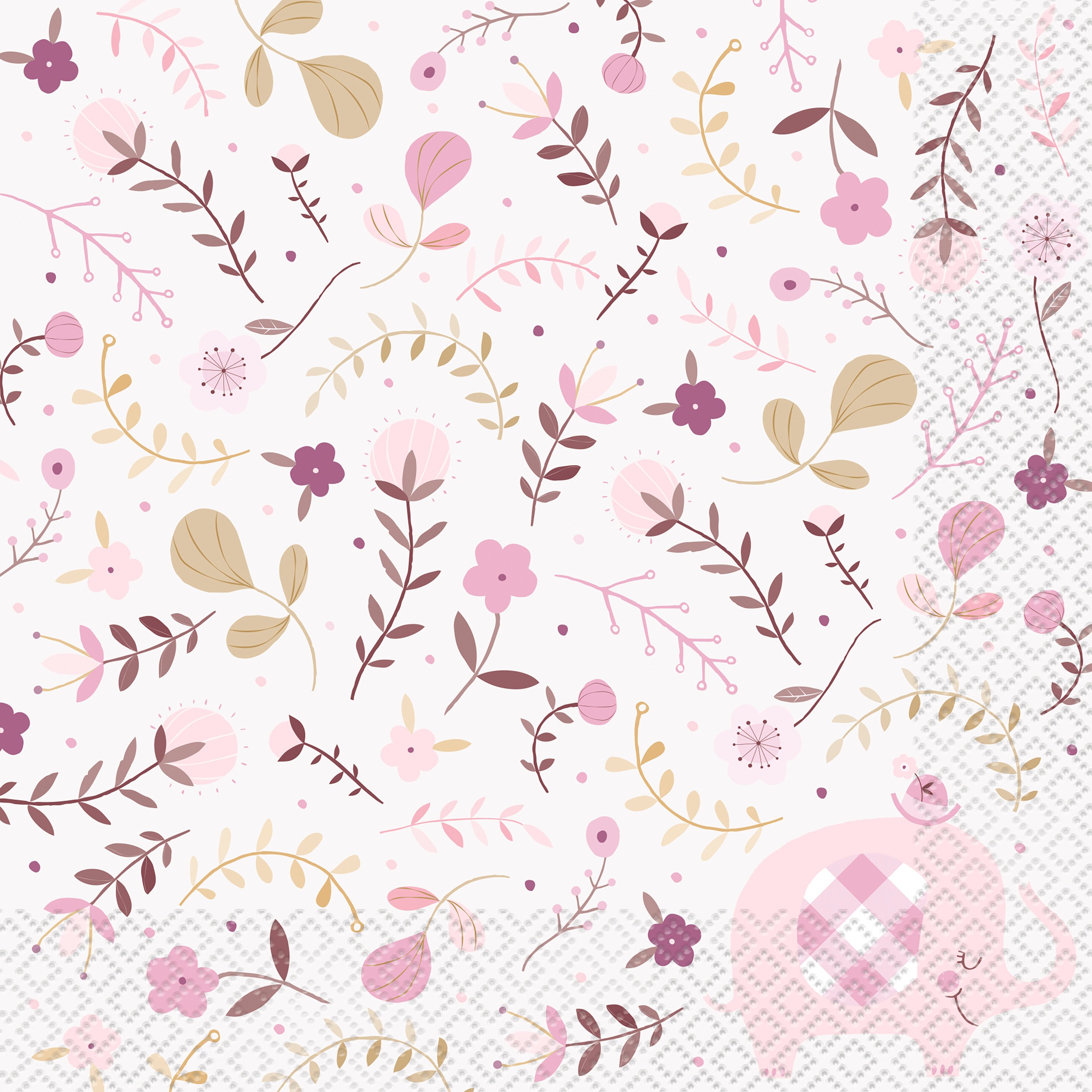 Pink Elephant Baby Shower Tableware & Decorations - 16 Guests 
