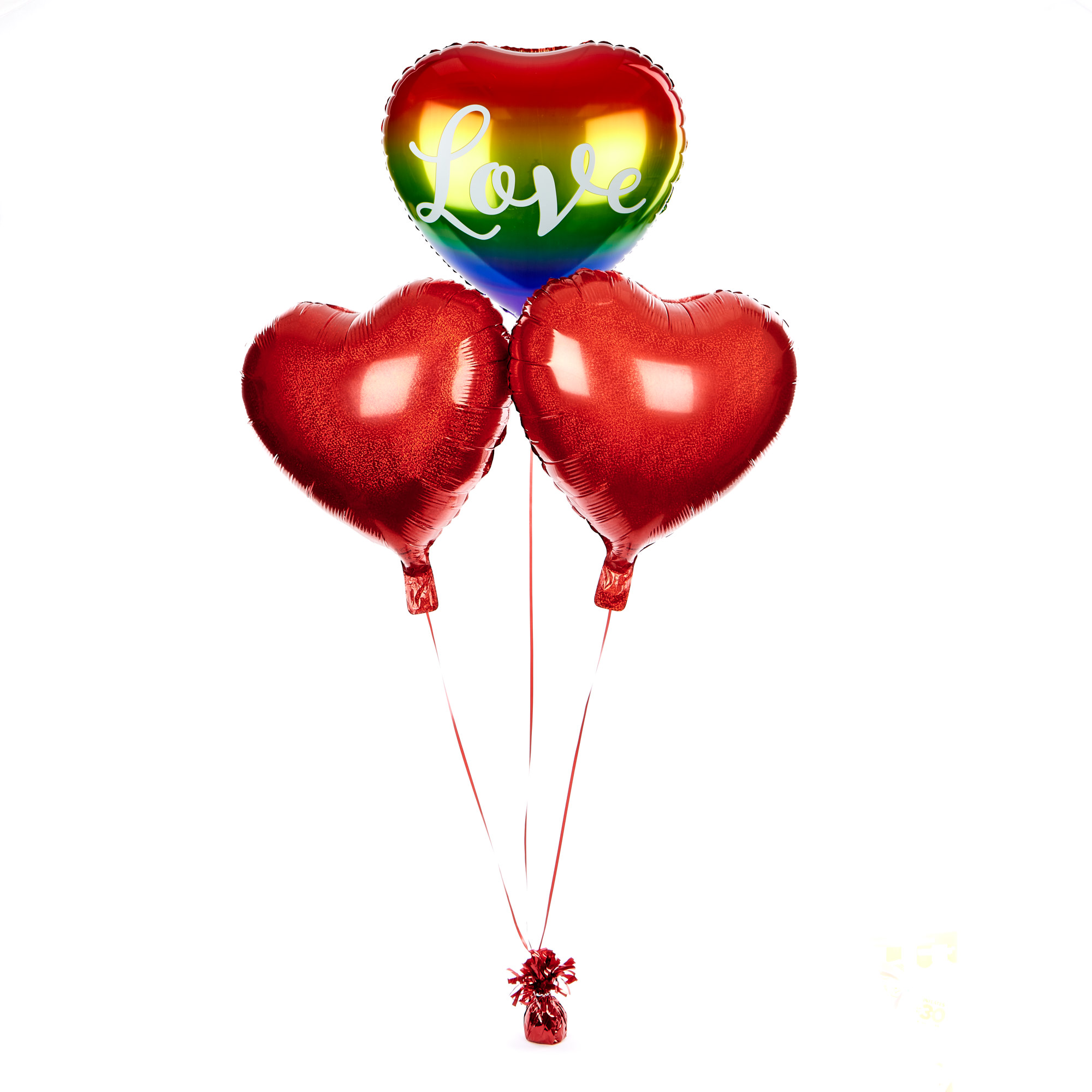 Rainbow Love Heart Balloon Bouquet - DELIVERED INFLATED!