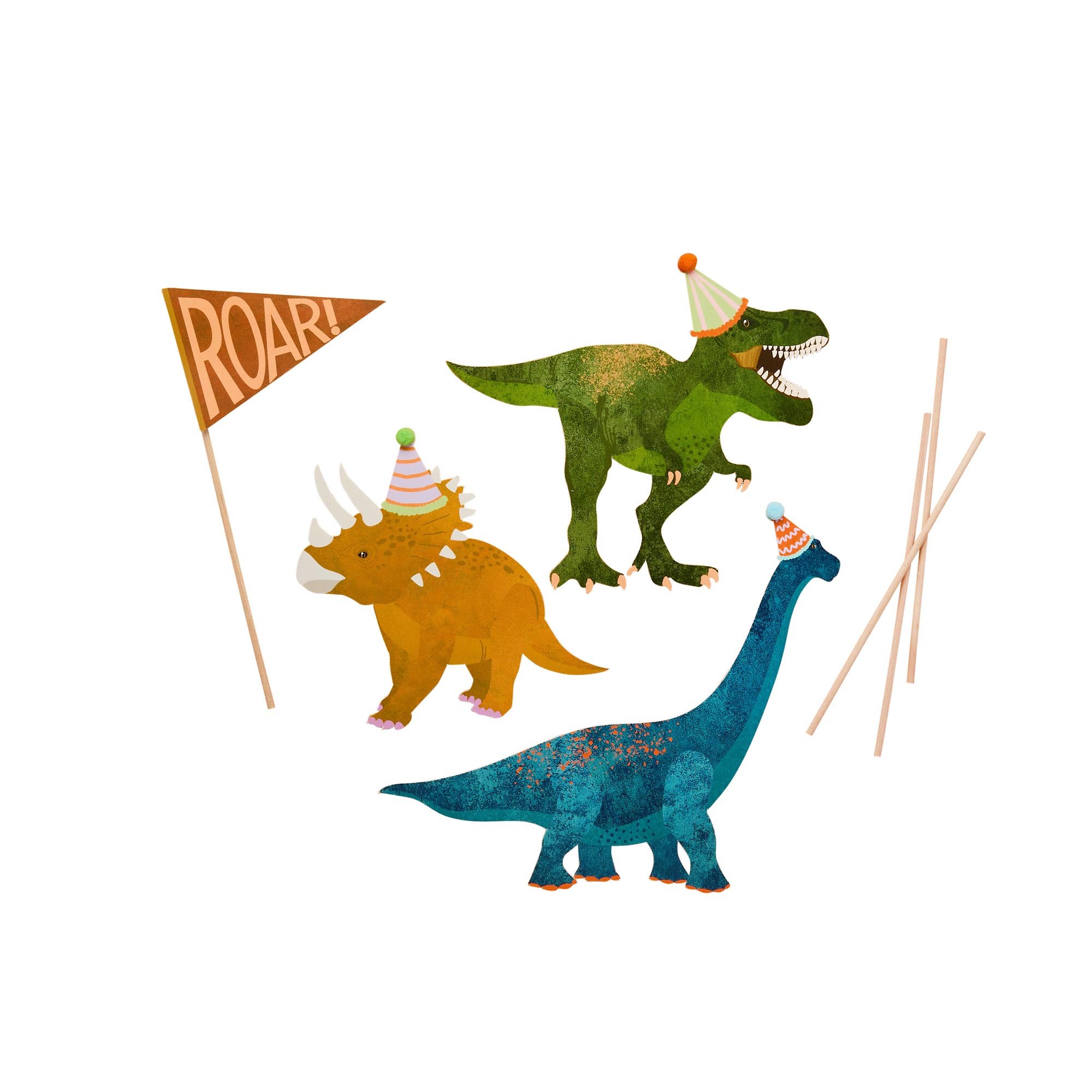 Dinosaur Card Cake Topper Set