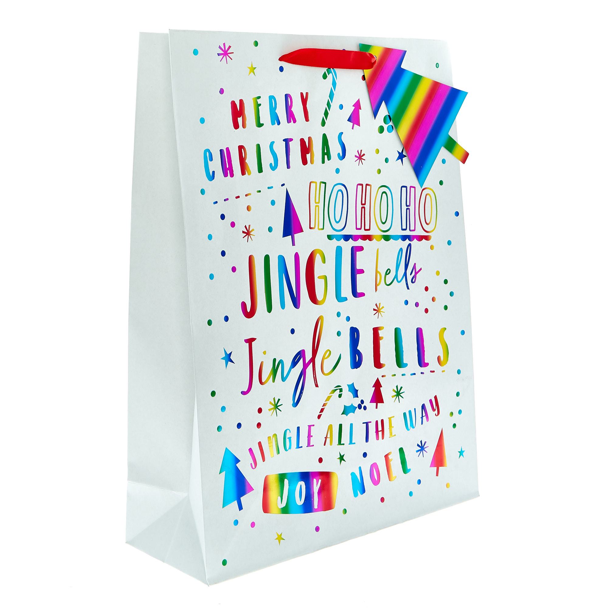 Extra Large Portrait Rainbow Text Christmas Gift Bag