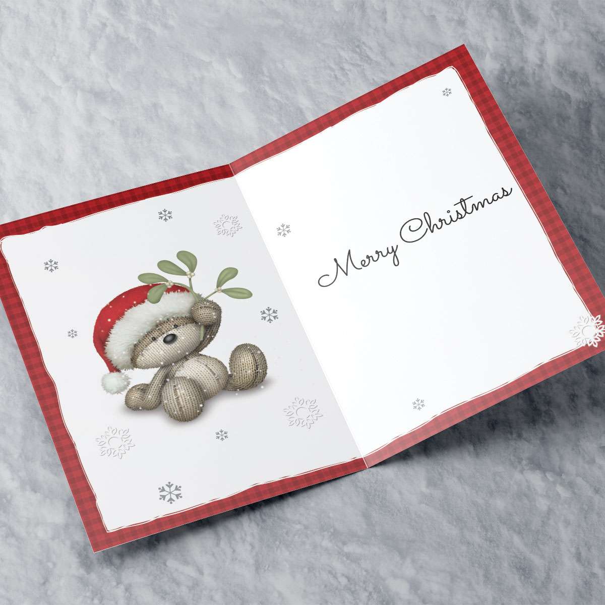 Personalised Hugs Bear Christmas Card - Mistletoe