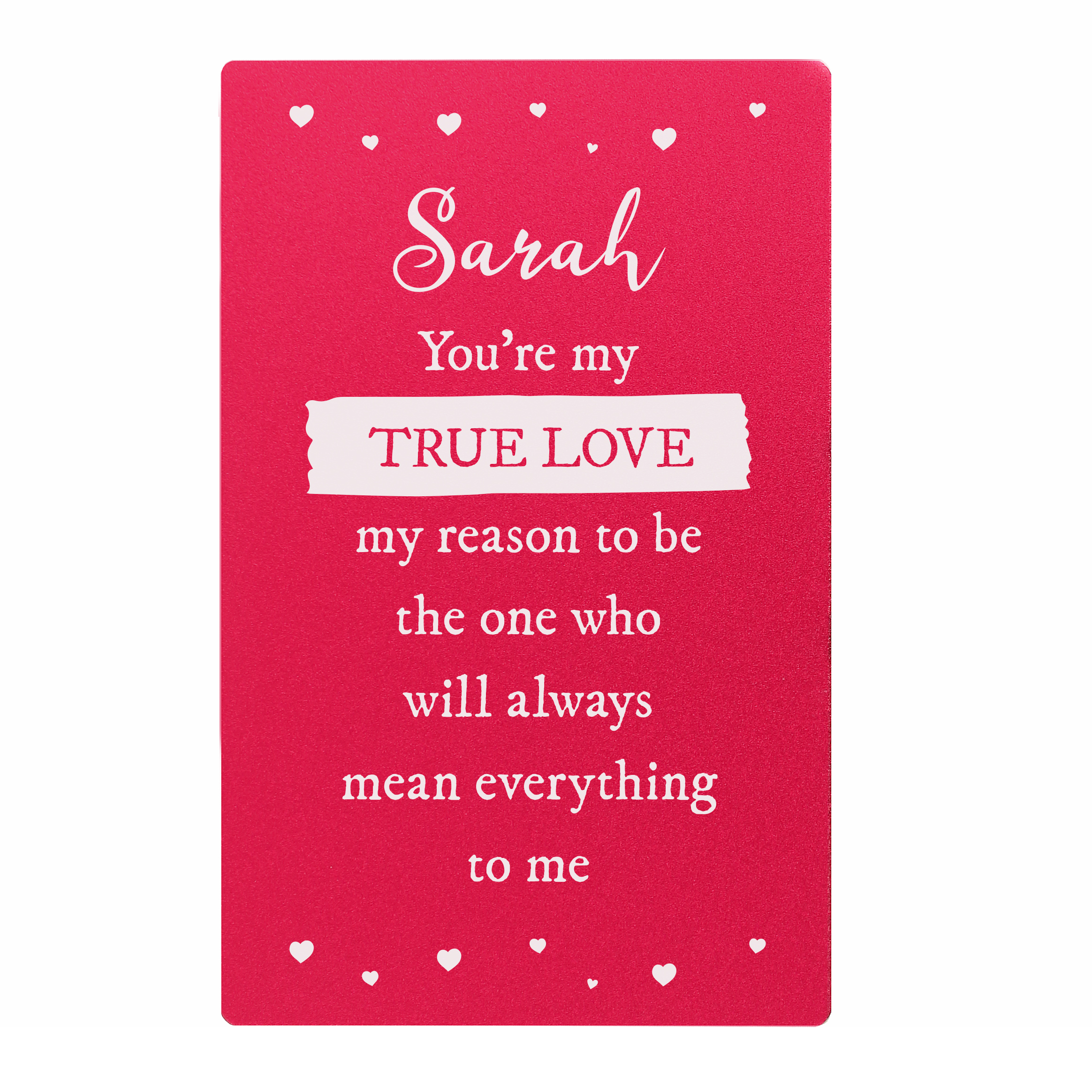 Personalised True Love Pink Metal Wallet Card