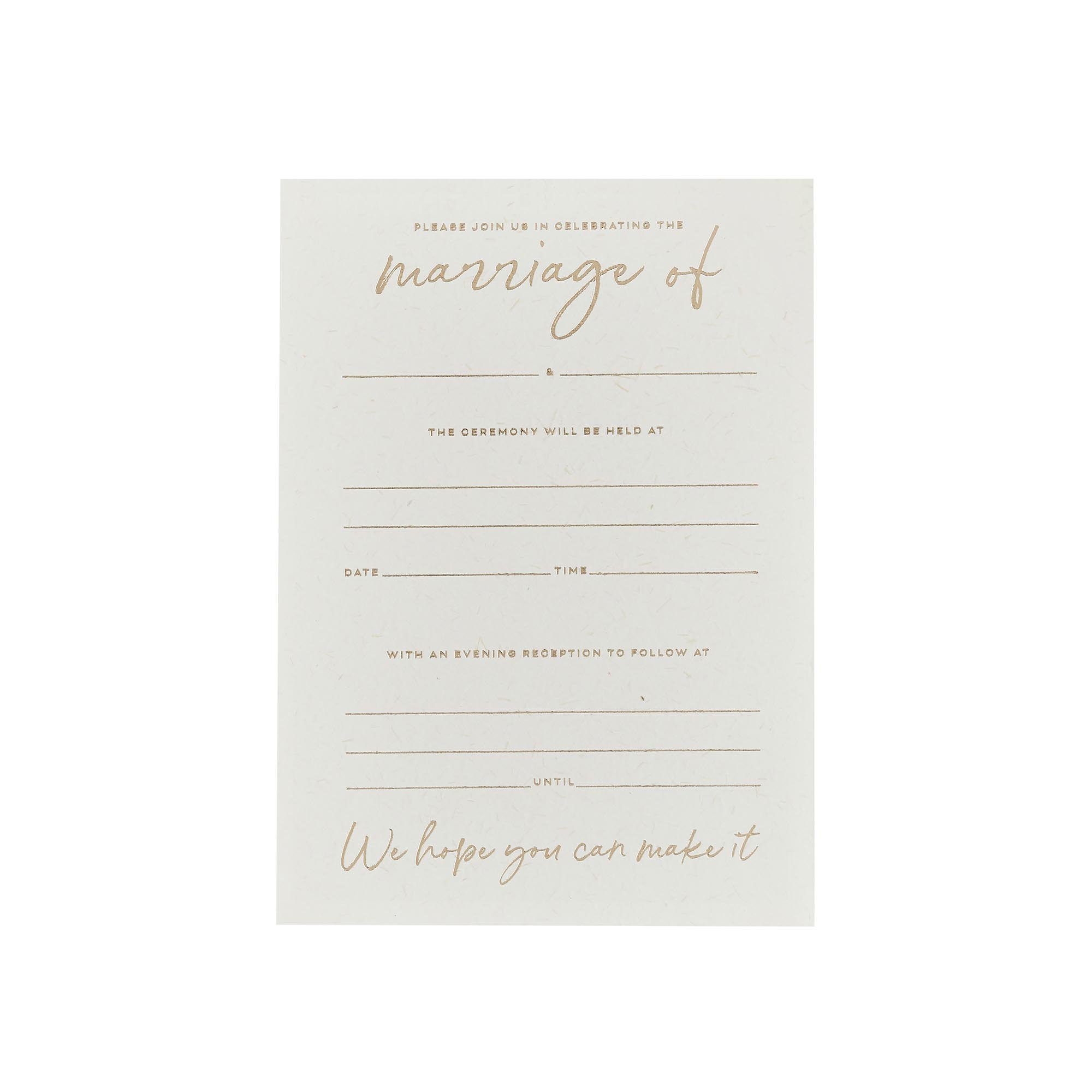 Gold Foiled C6 Wedding Day Invitations - Pack of 20