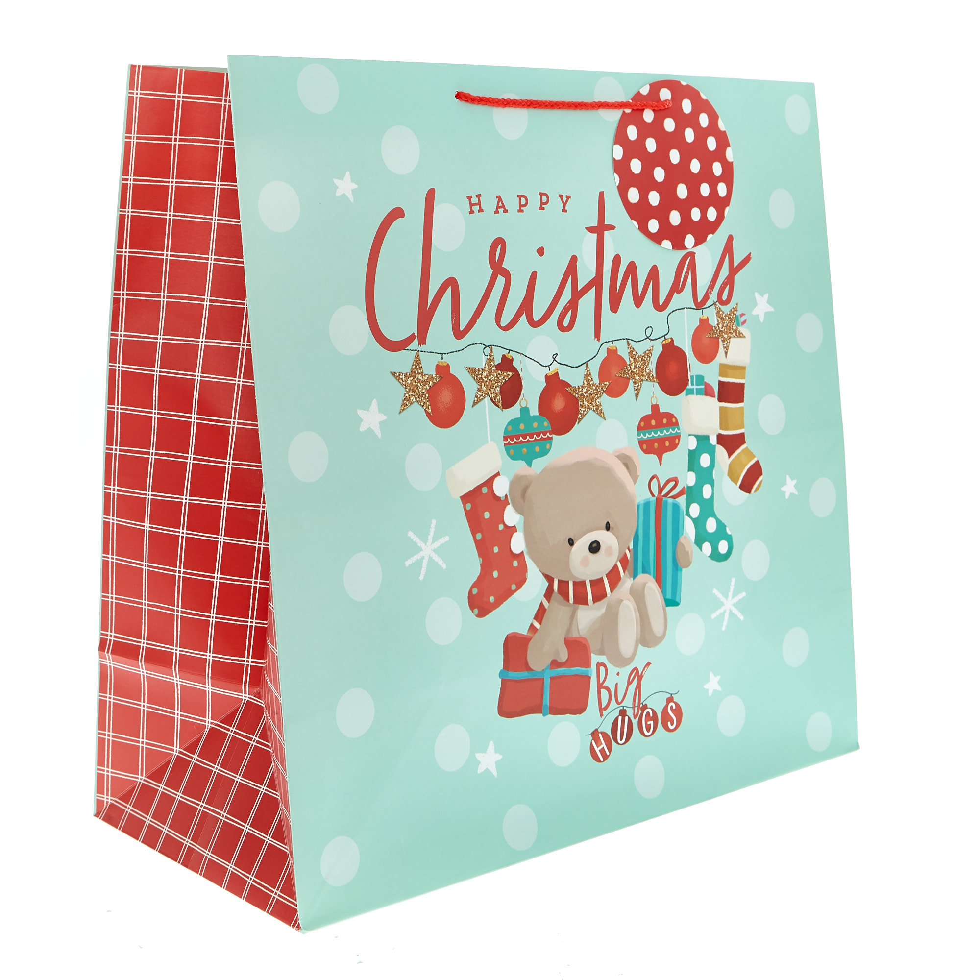 Extra Large Square Hugs Bear Christmas Gift Bag