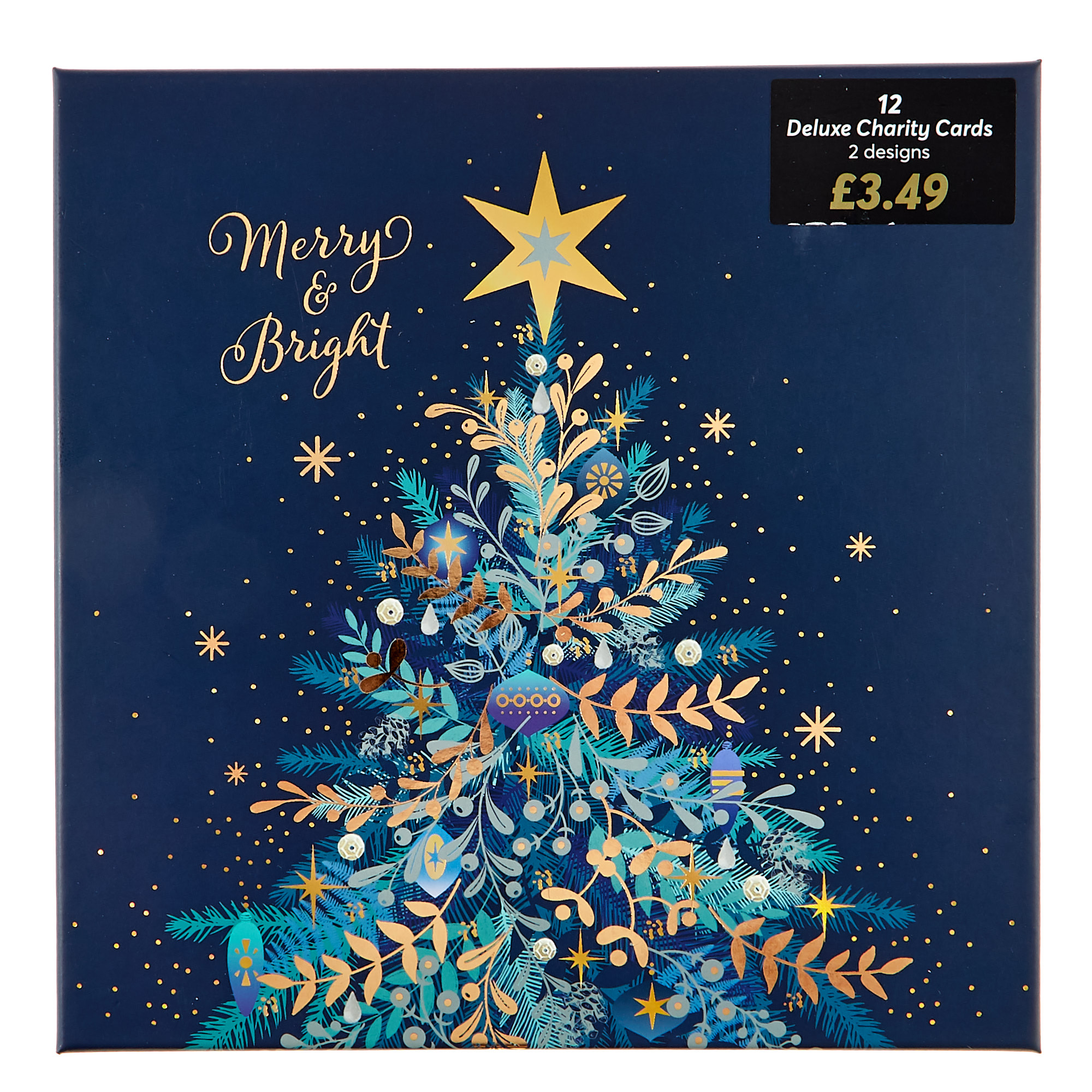 12 Deluxe Charity Boxed Christmas Cards - Navy Blue (2 Designs)