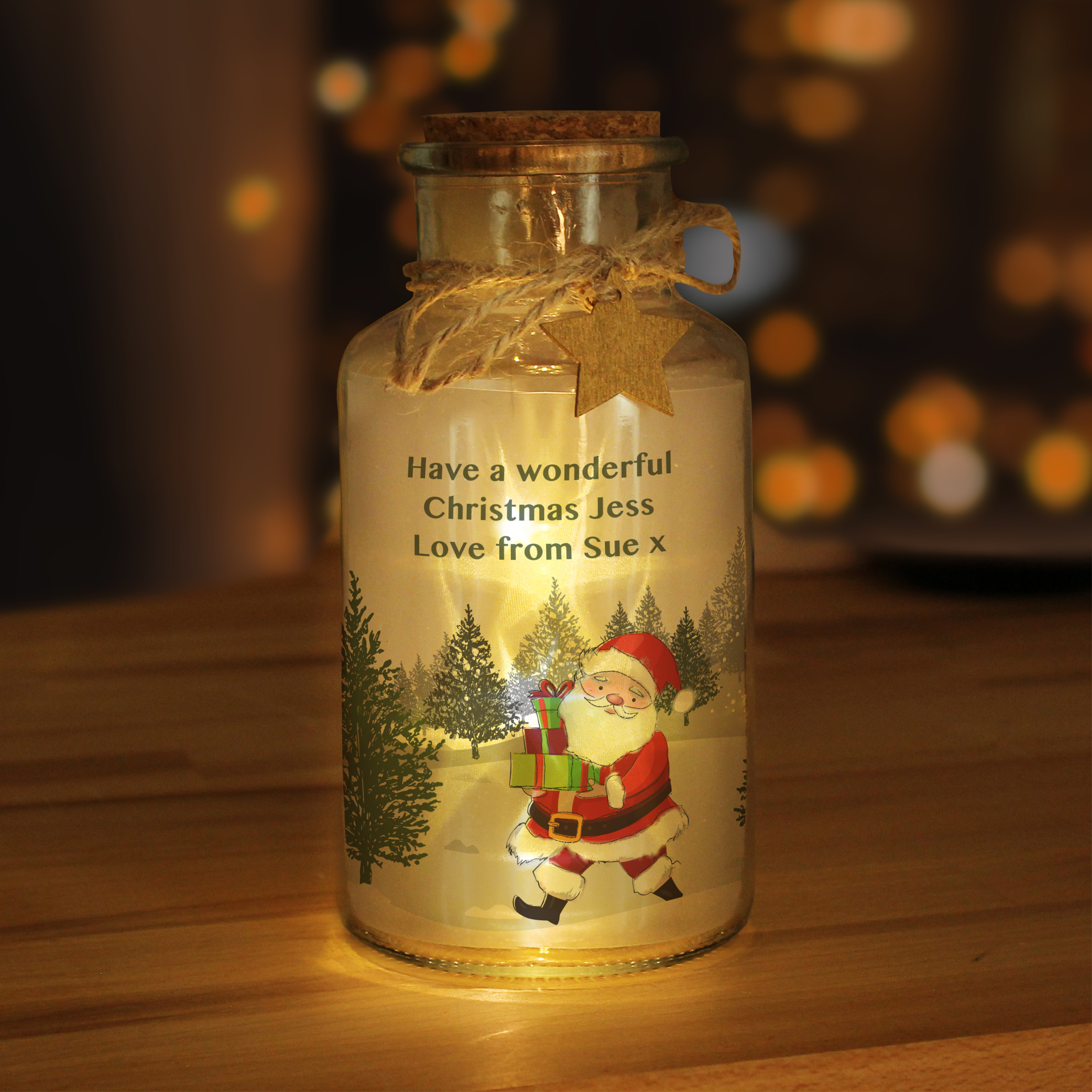 Personalised Santa LED Glass Jar