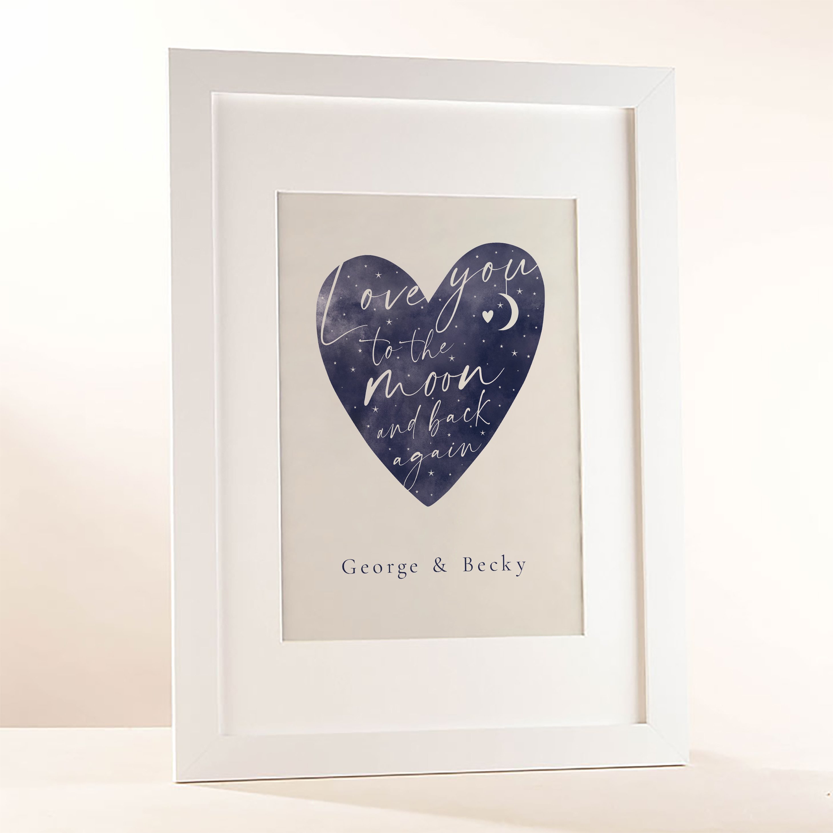 Personalised Love You To The Moon And Back Heart Framed Print