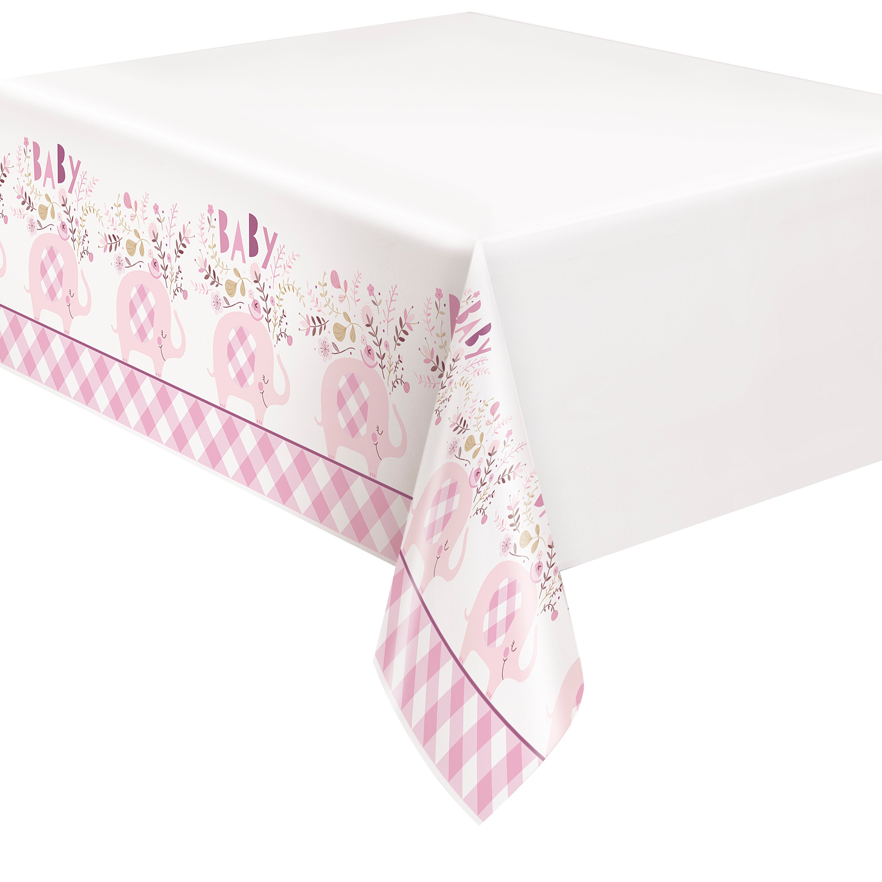 Pink Elephant Baby Shower Tableware & Decorations - 16 Guests 