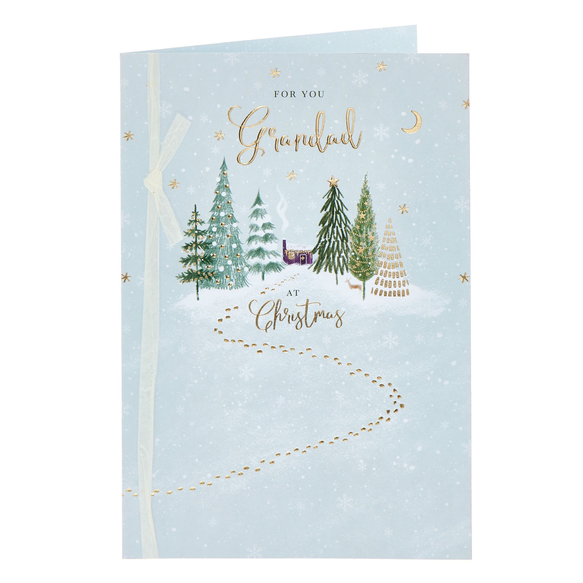 Grandad Green & Gold Trees Christmas Card
