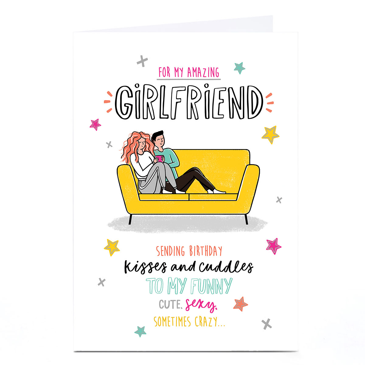 Personalised Birthday Card - Sofa Cuddles Always Amazing, Girlfriend