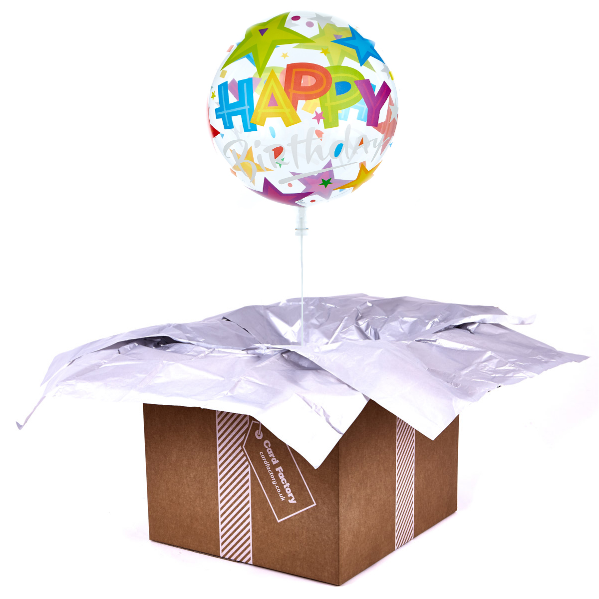 22-Inch Bubble Balloon - Happy Birthday, Stars - DELIVERED INFLATED!