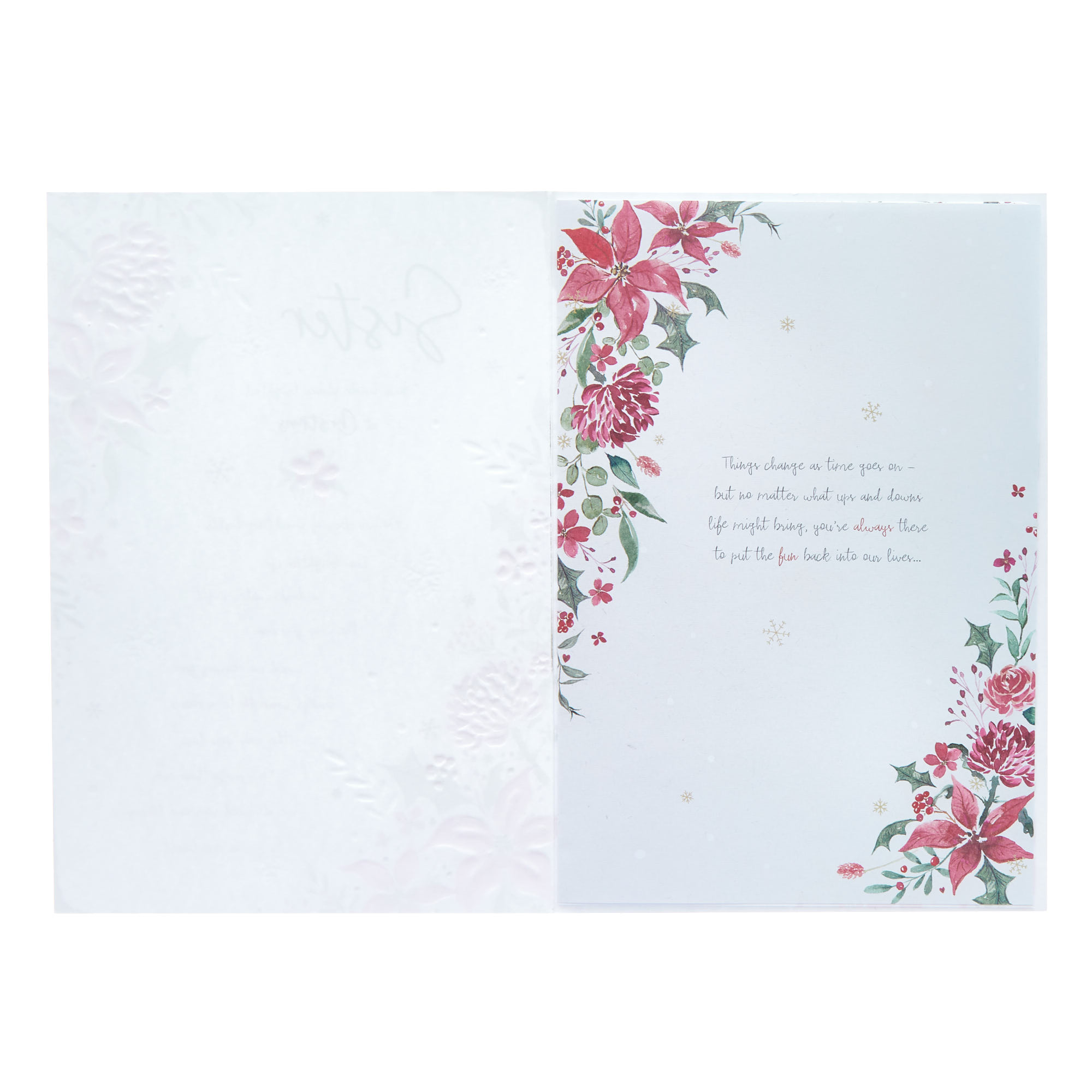 Sister Verse & Poinsettia Christmas Card