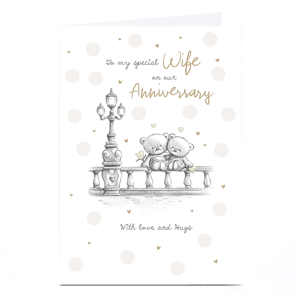 Hugs Anniversary Card - Romantic Bears Sketch, To my Special Wife