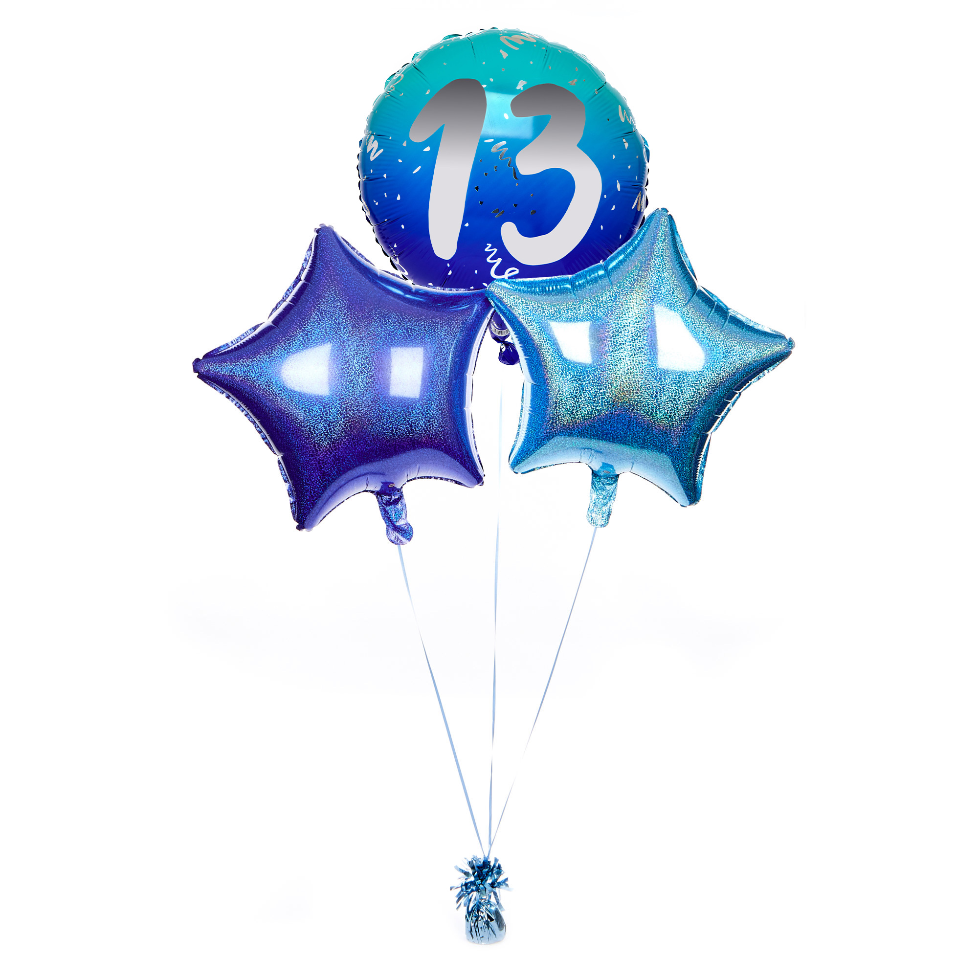 Blue 13th Birthday Balloon Bouquet - Delivered Inflated!