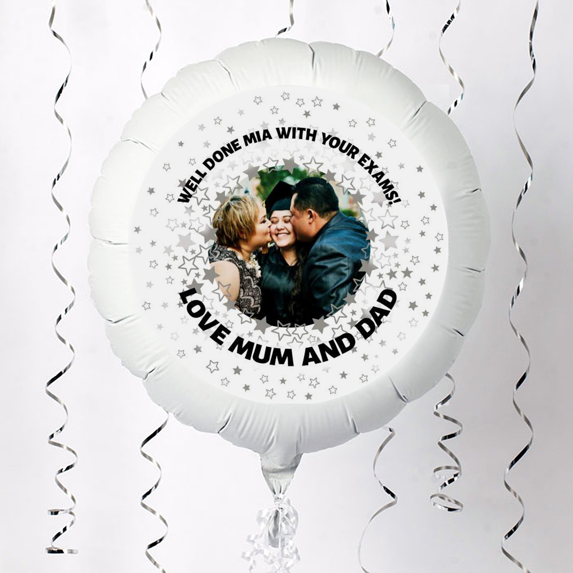 Personalised Silver Star Exam Success Photo Balloon