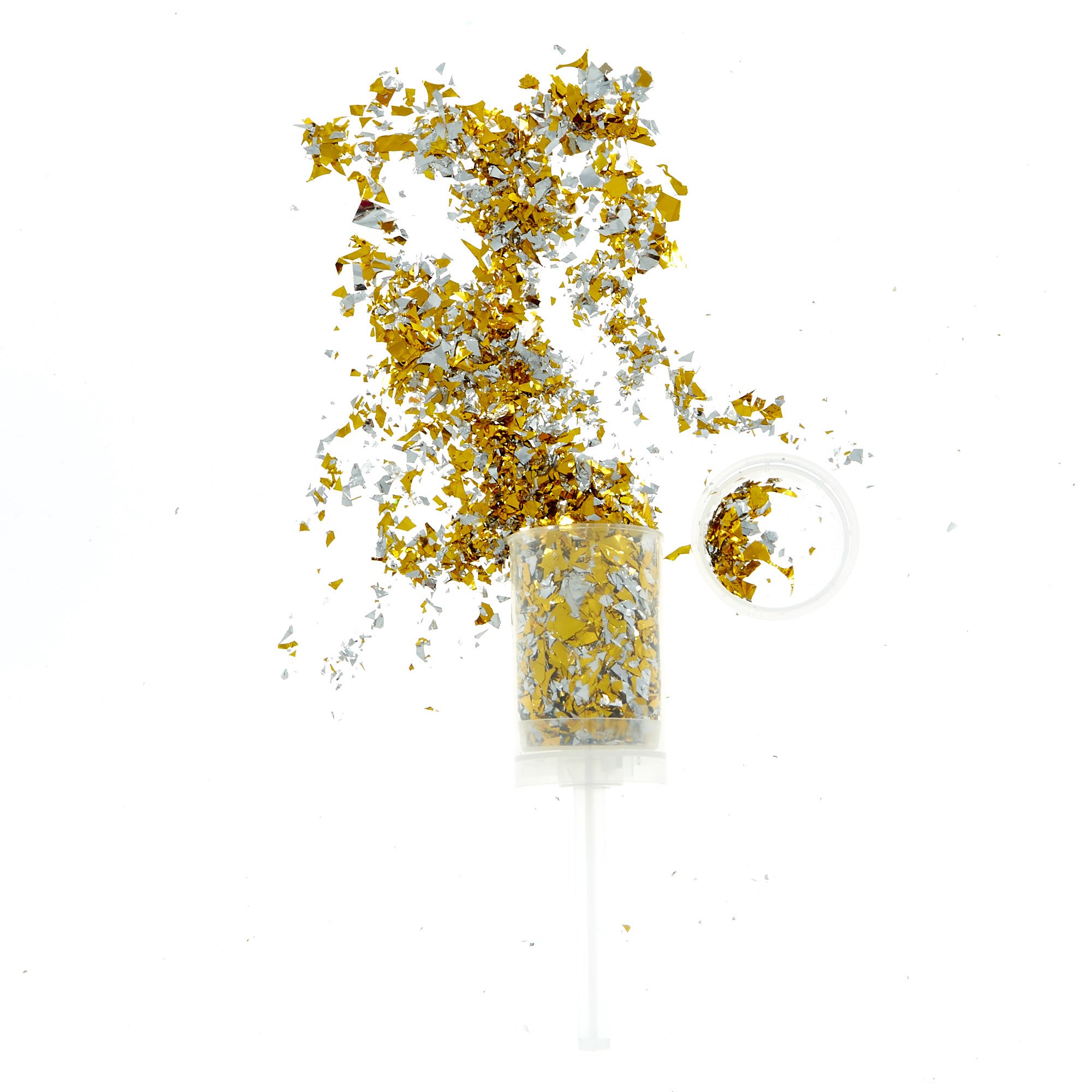 Foil Confetti Push Popper - Gold & Silver