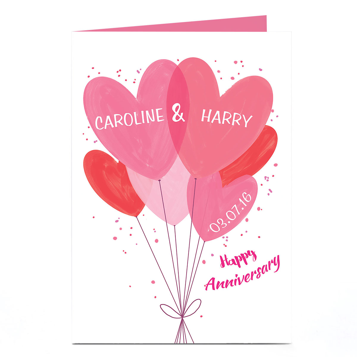 Personalised Anniversary Card - Pink Balloons
