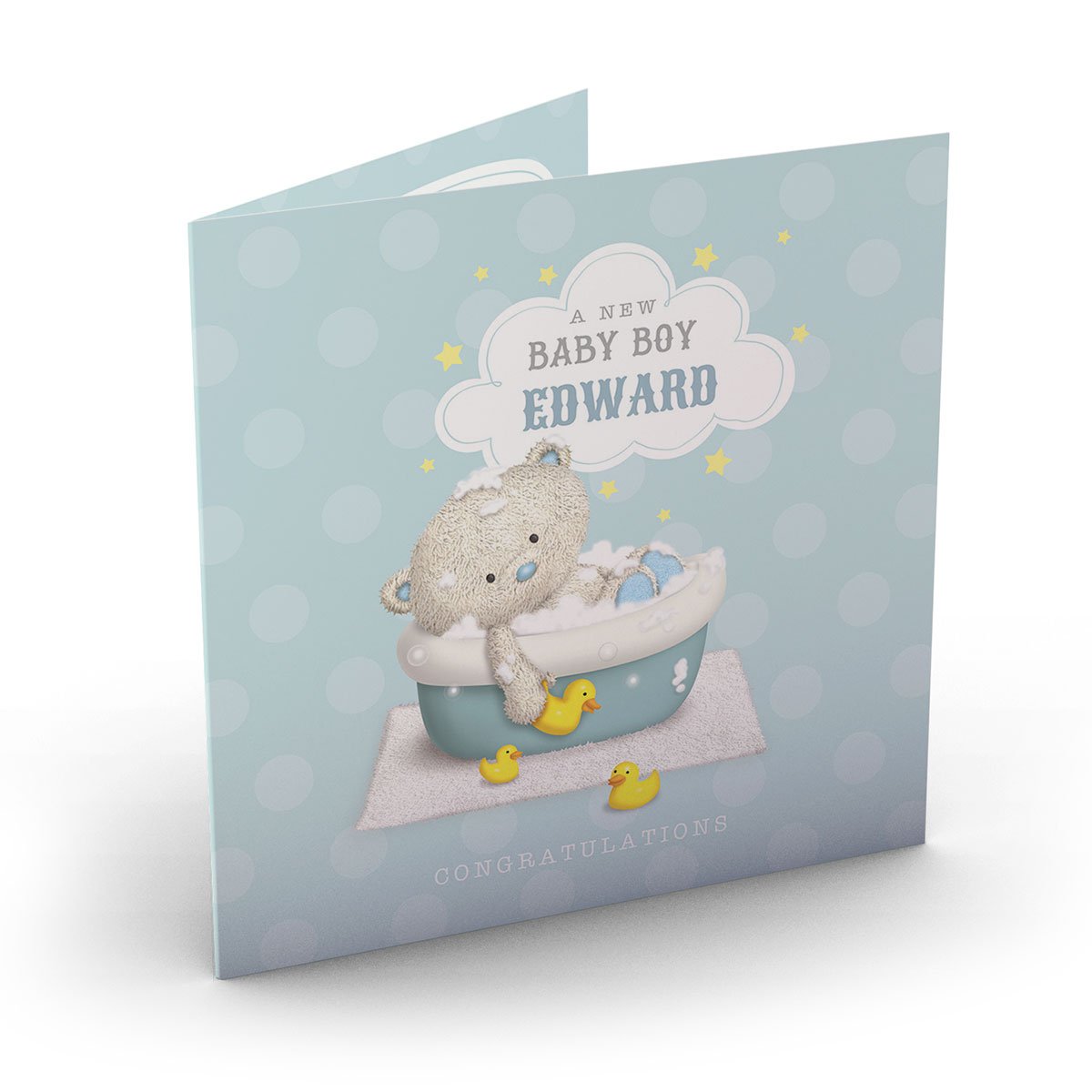 Personalised Hugs New Baby Card - Baby Boy Bath