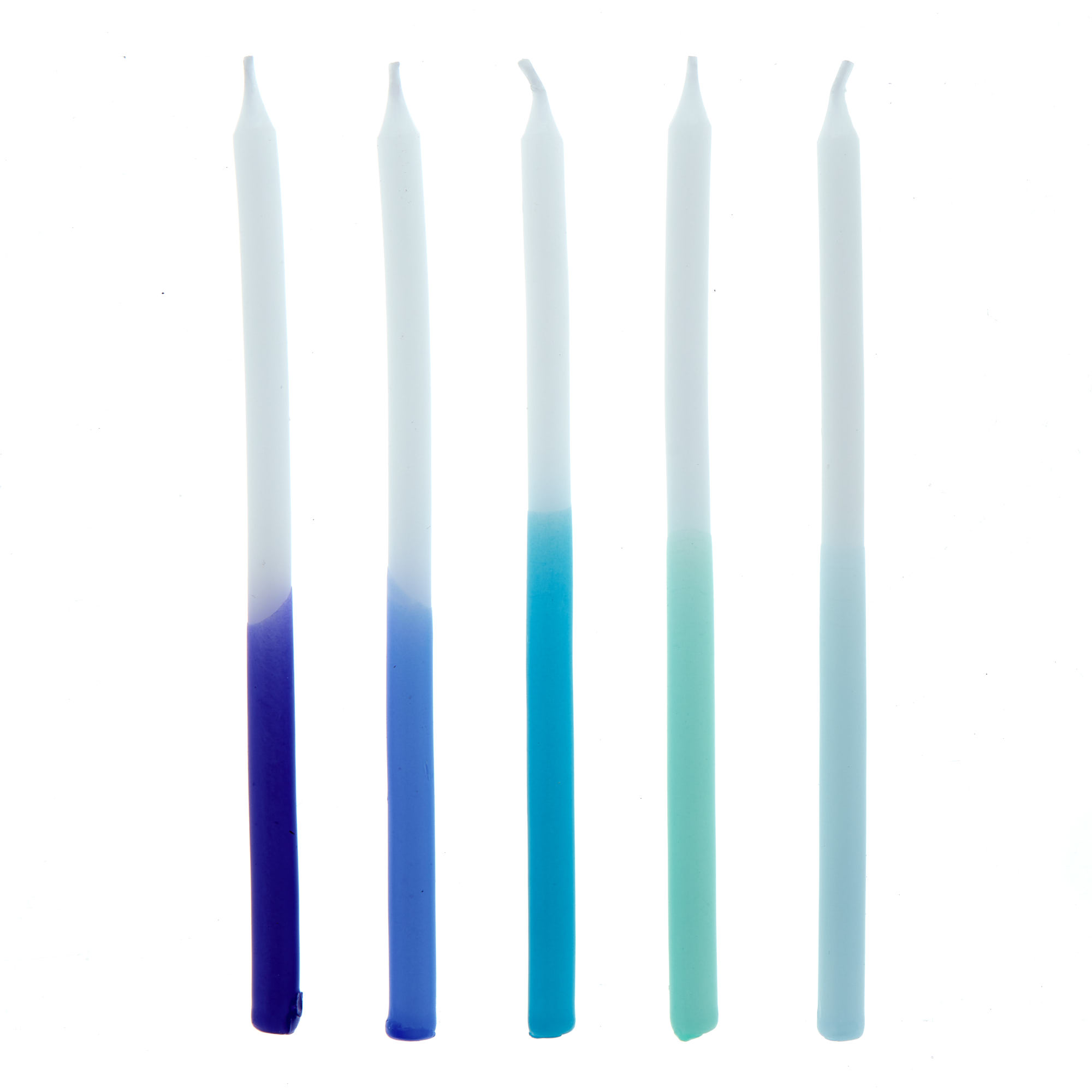 Tall Blue Gradient Cake Candles & Holders - Pack of 10 