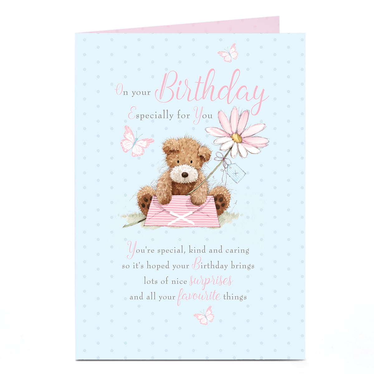 Birthday Card - Fluffy Dog Flower and Envelope