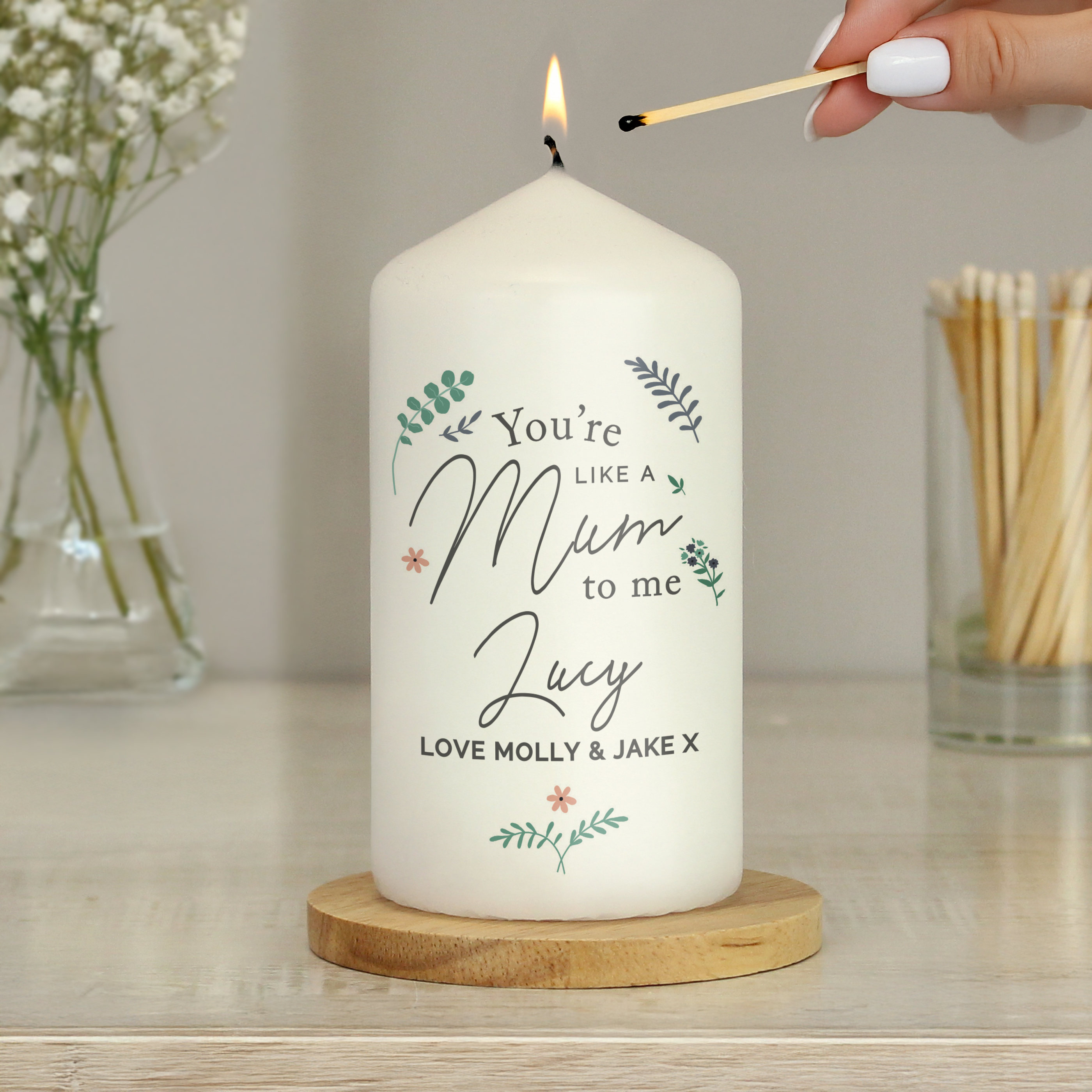 Personalised You're Like A Mum To Me Pillar Candle