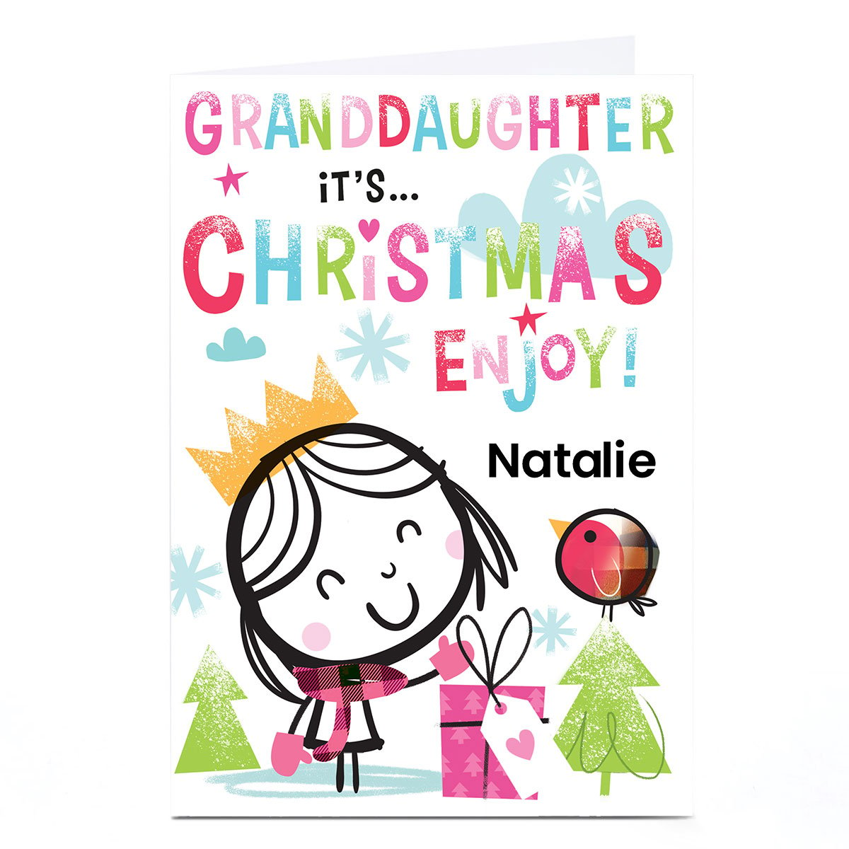 Personalised Hello Munki Christmas Card - Granddaughter