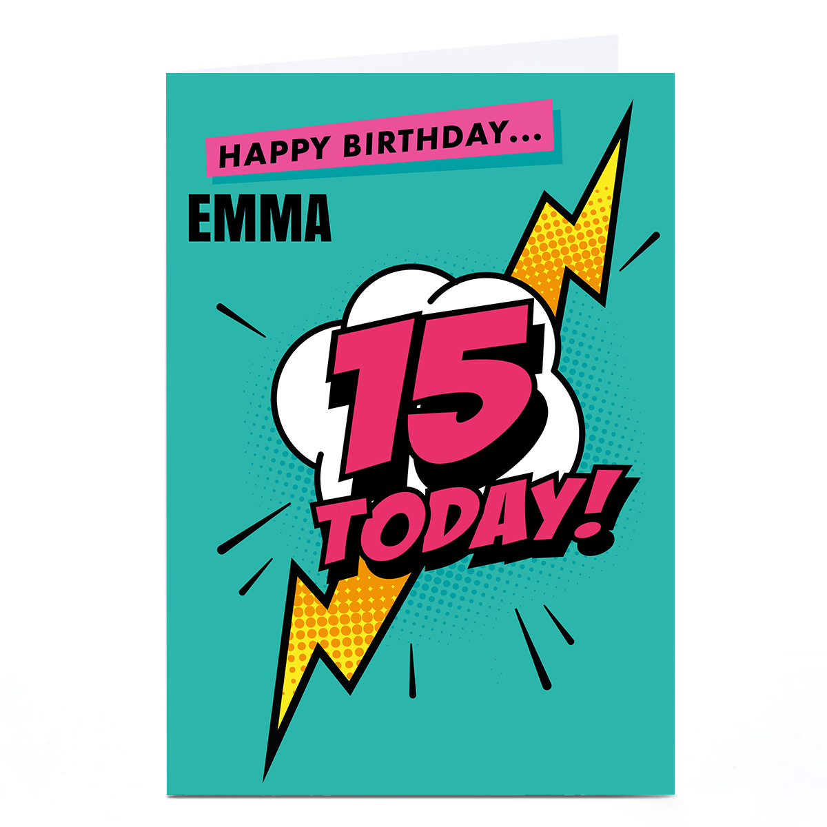 Personalised Hello Munki 15th Birthday Card - Pink Comic