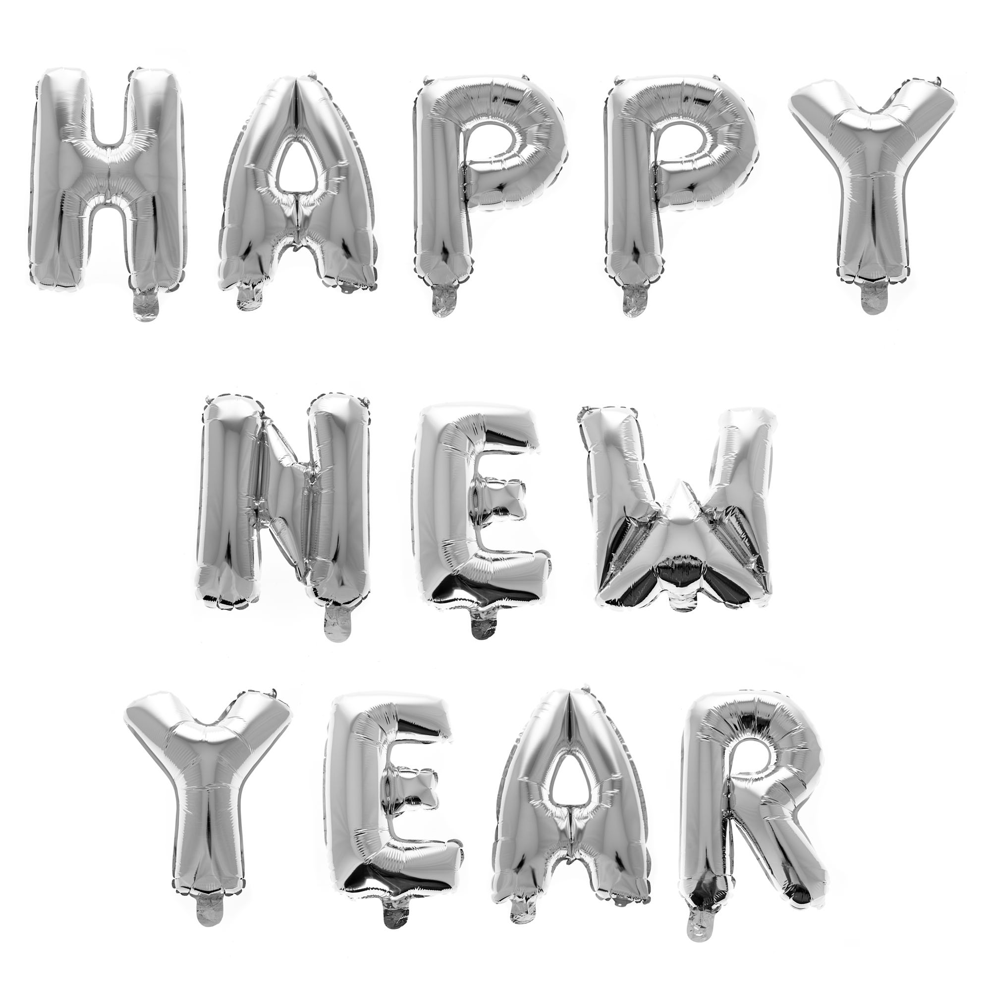 Silver Foil Air-Fill Happy New Year Balloon Letter Banner 