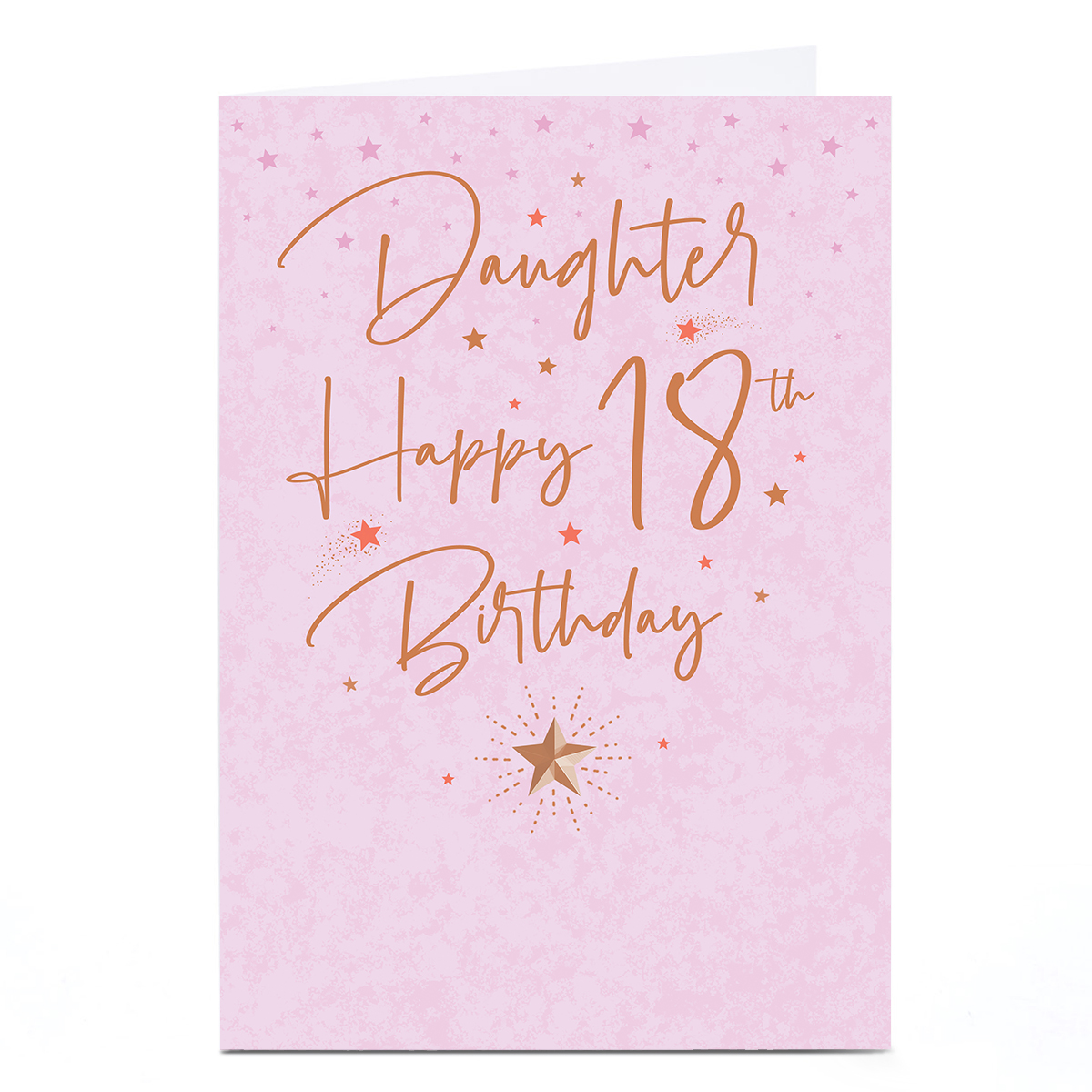 Personalised 18th Birthday Card - Pink Stars and Gold Script, Daughter